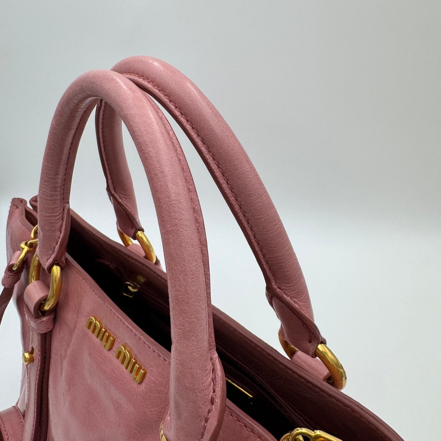 Miu Miu Pink Vitello Shine Leather Tote