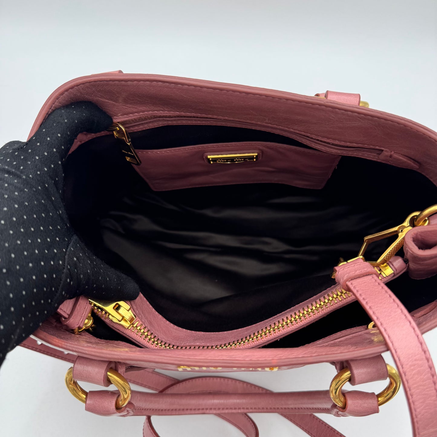 Miu Miu Pink Vitello Shine Leather Tote