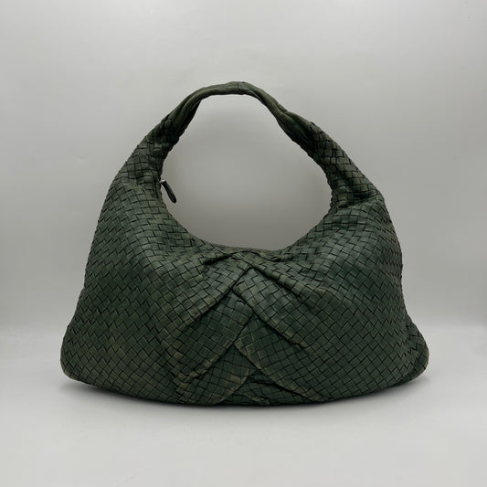 Bottega Veneta Green Intrecciato Circa 1990 Large Hobo Shoulder Bag