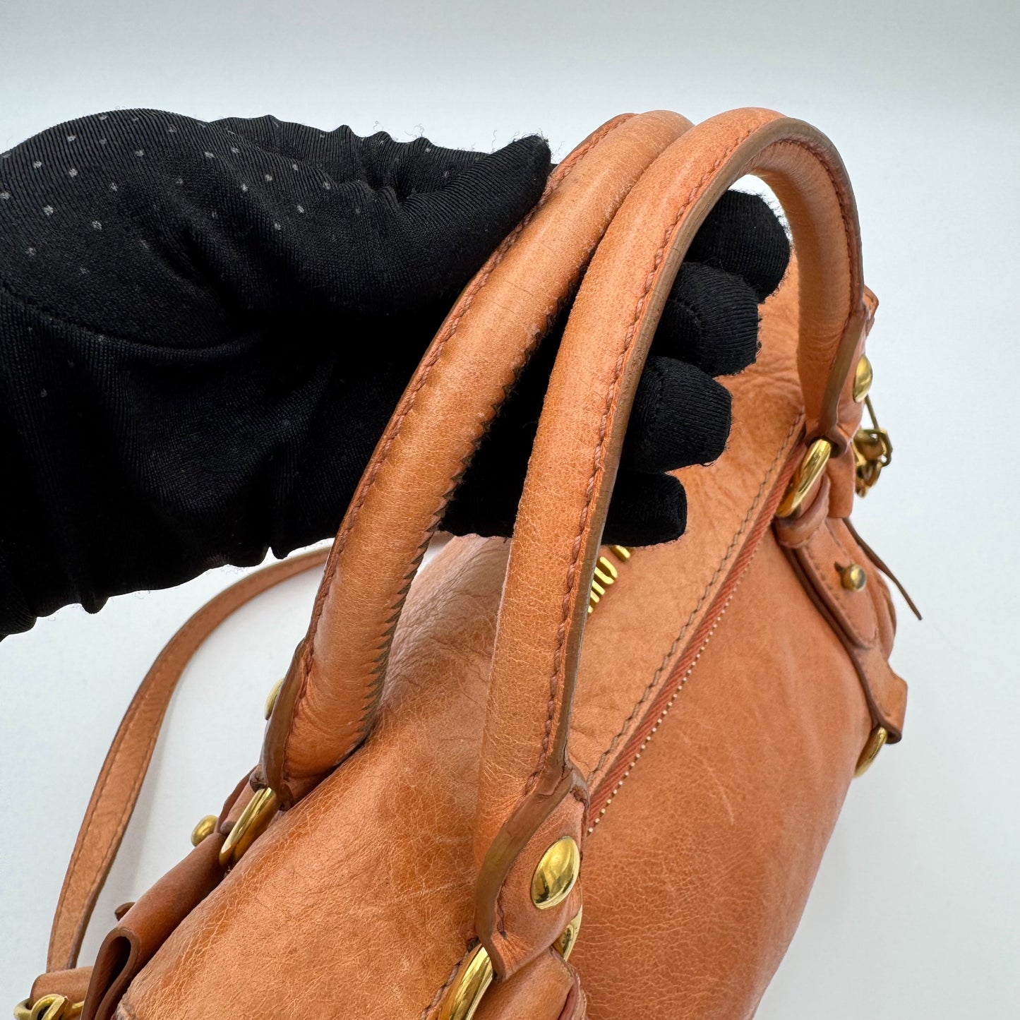 Miu Miu Orange Vitello Lux Bow Small Handbag