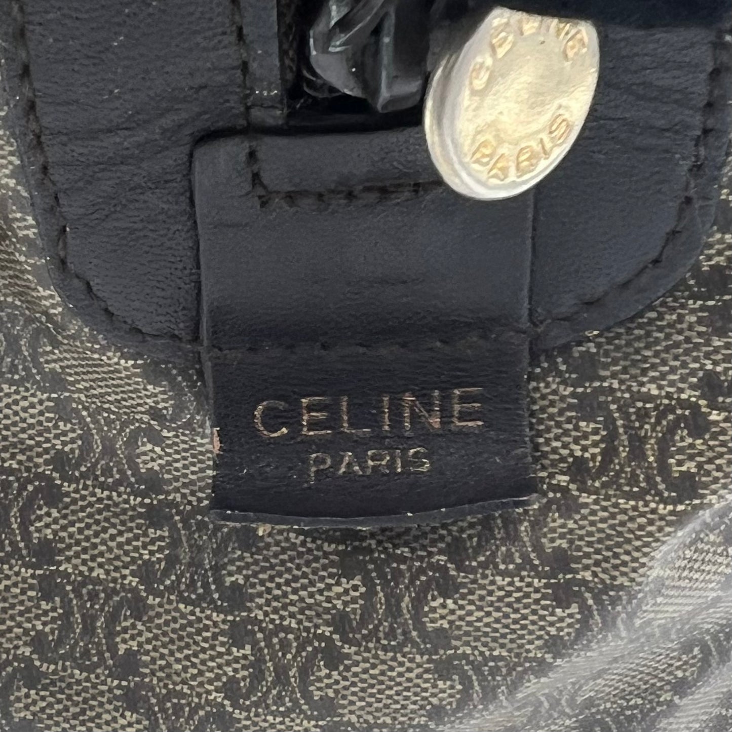 Celine Paris Vintage Brown Macadam PVC and Leather Boston