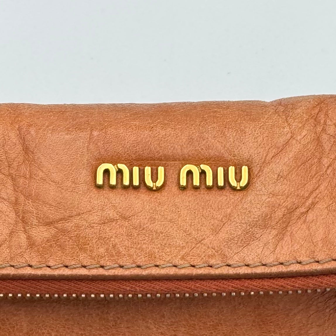 Miu Miu Orange Vitello Lux Bow Small Handbag
