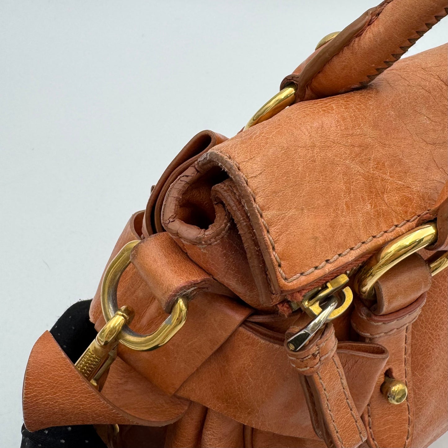 Miu Miu Orange Vitello Lux Bow Small Handbag