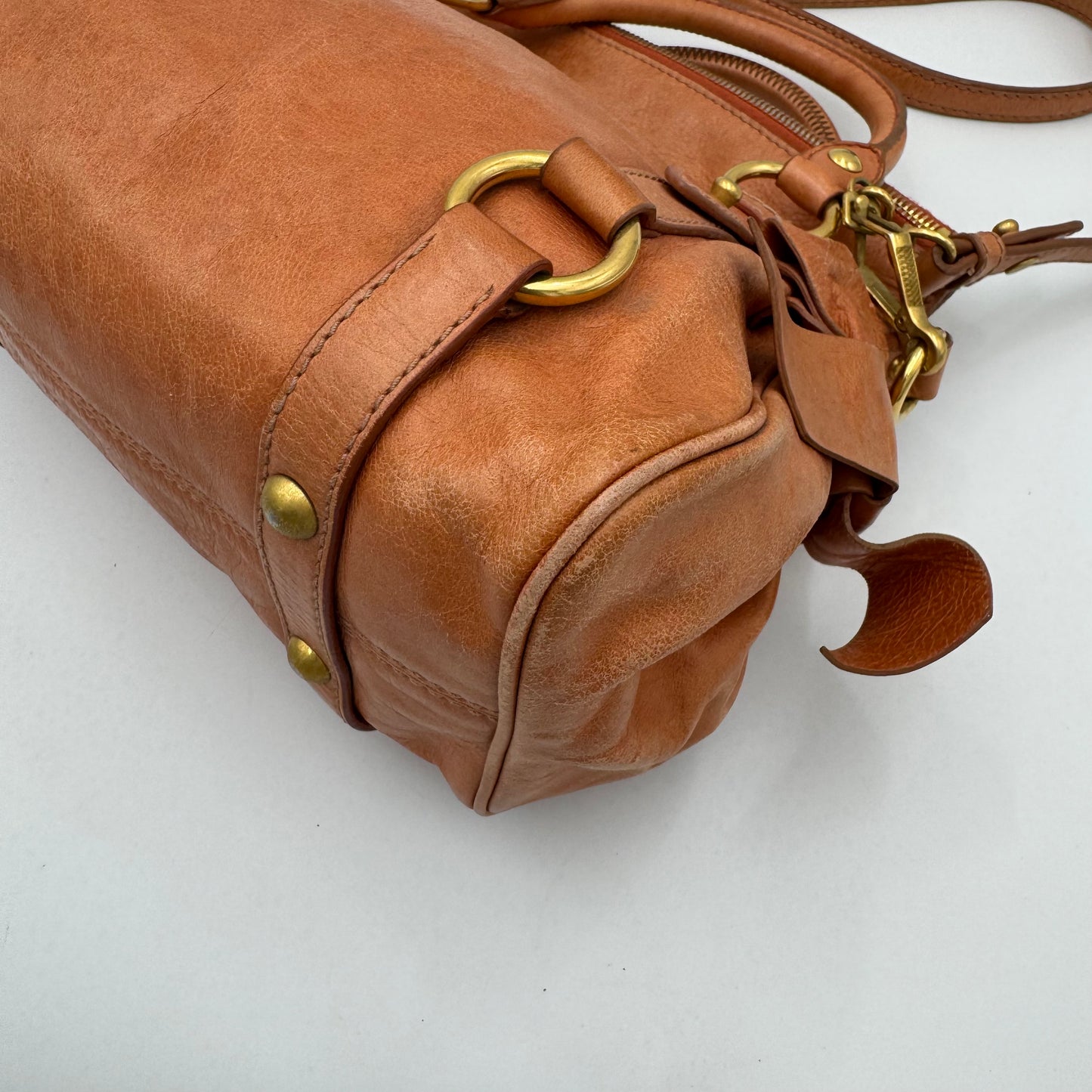 Miu Miu Orange Vitello Lux Bow Small Handbag