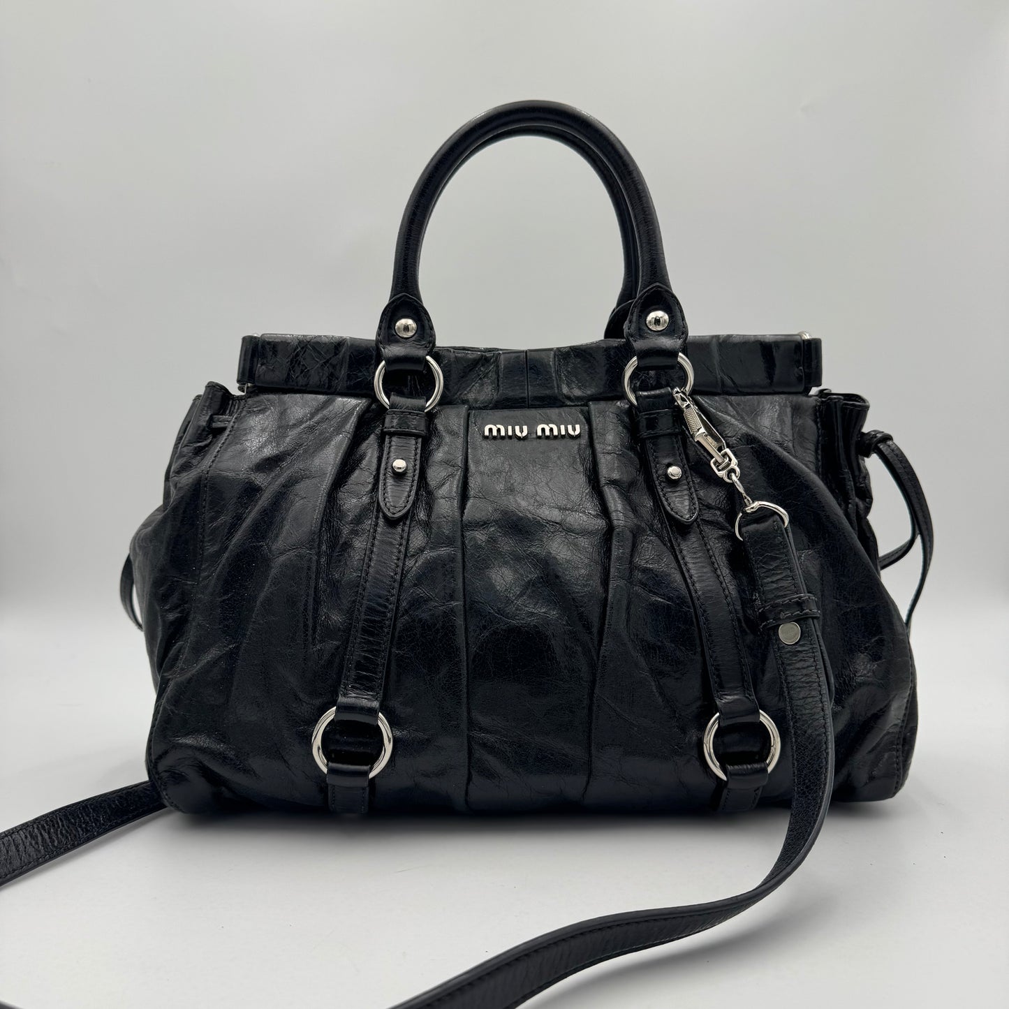 Miu Miu Black Vitello Lux Handbag SHW