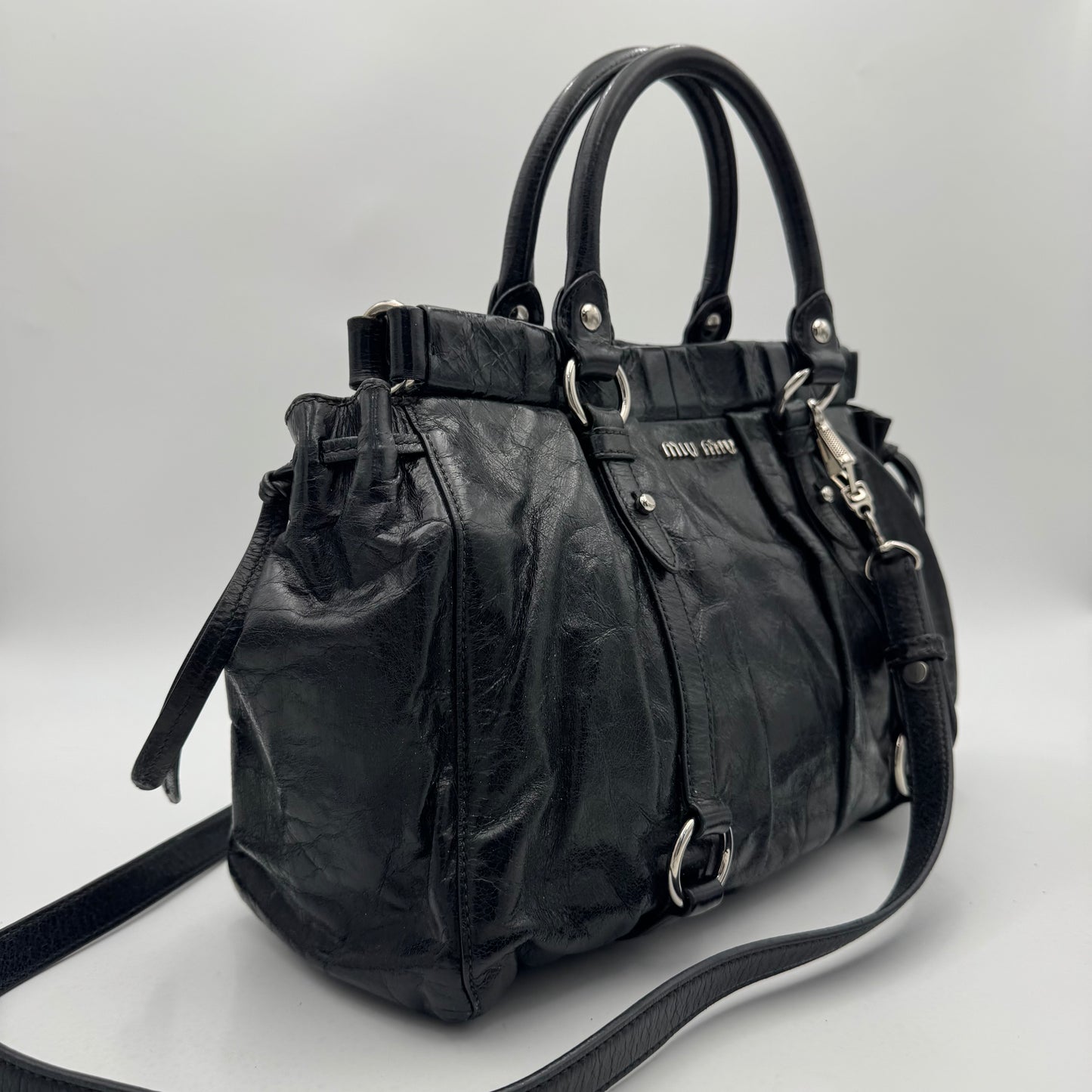 Miu Miu Black Vitello Lux Handbag SHW
