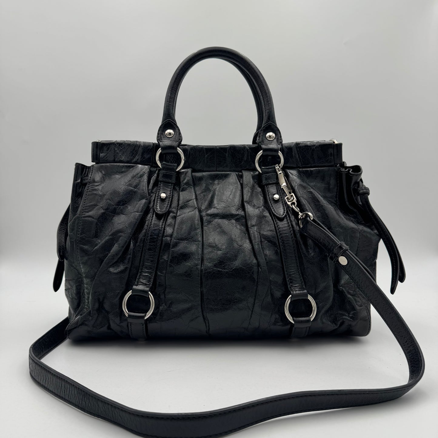 Miu Miu Black Vitello Lux Handbag SHW