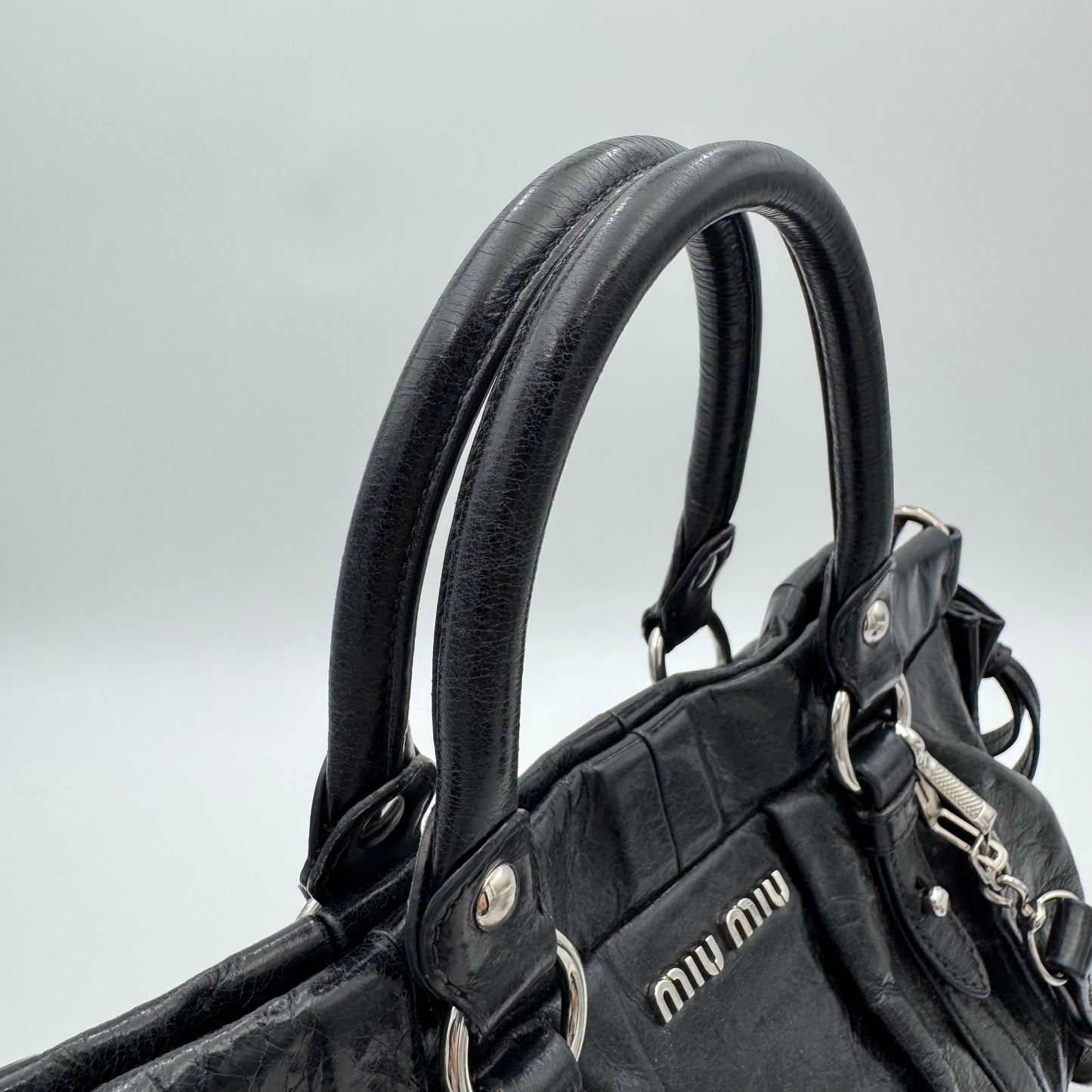 Miu Miu Black Vitello Lux Handbag SHW