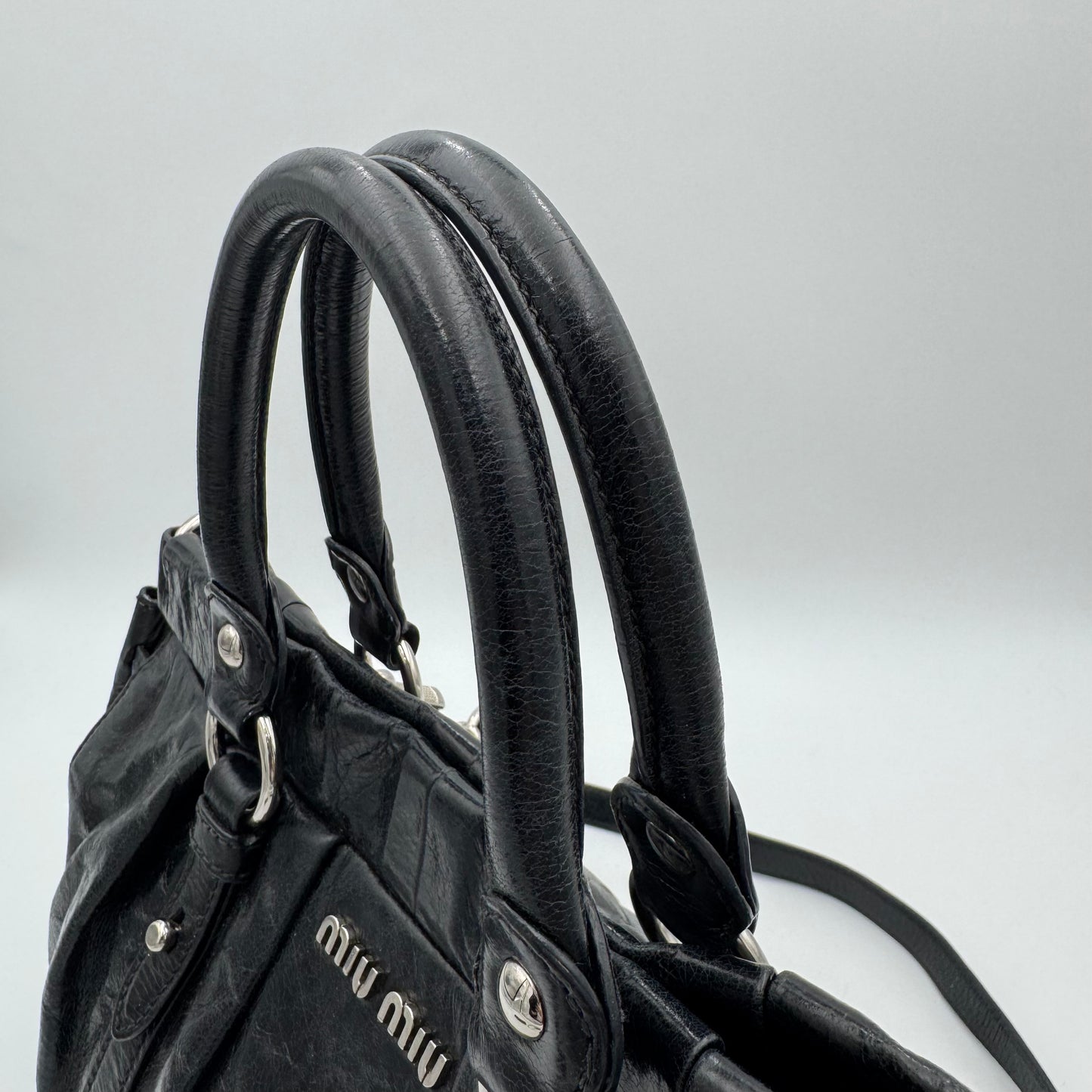 Miu Miu Black Vitello Lux Handbag SHW