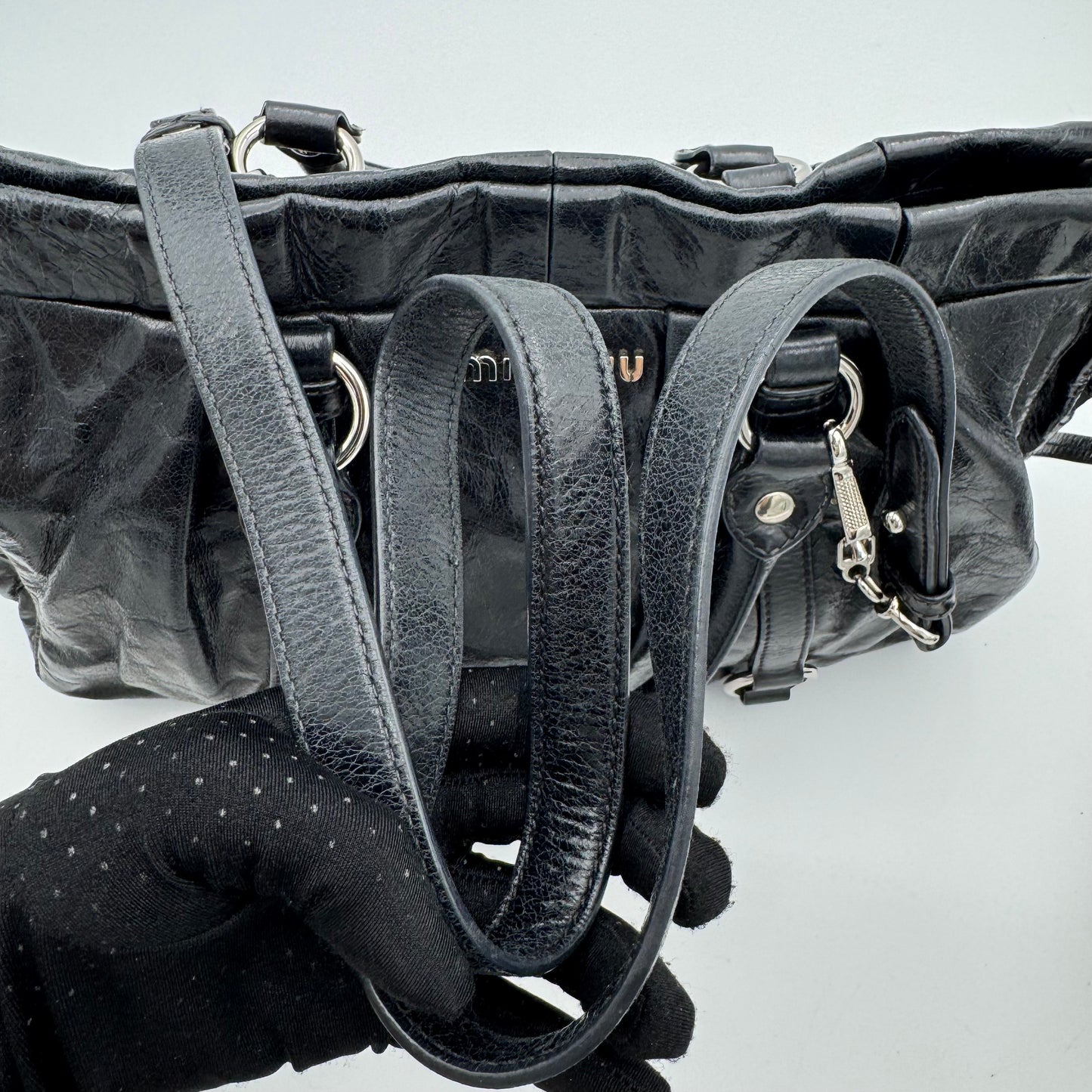 Miu Miu Black Vitello Lux Handbag SHW