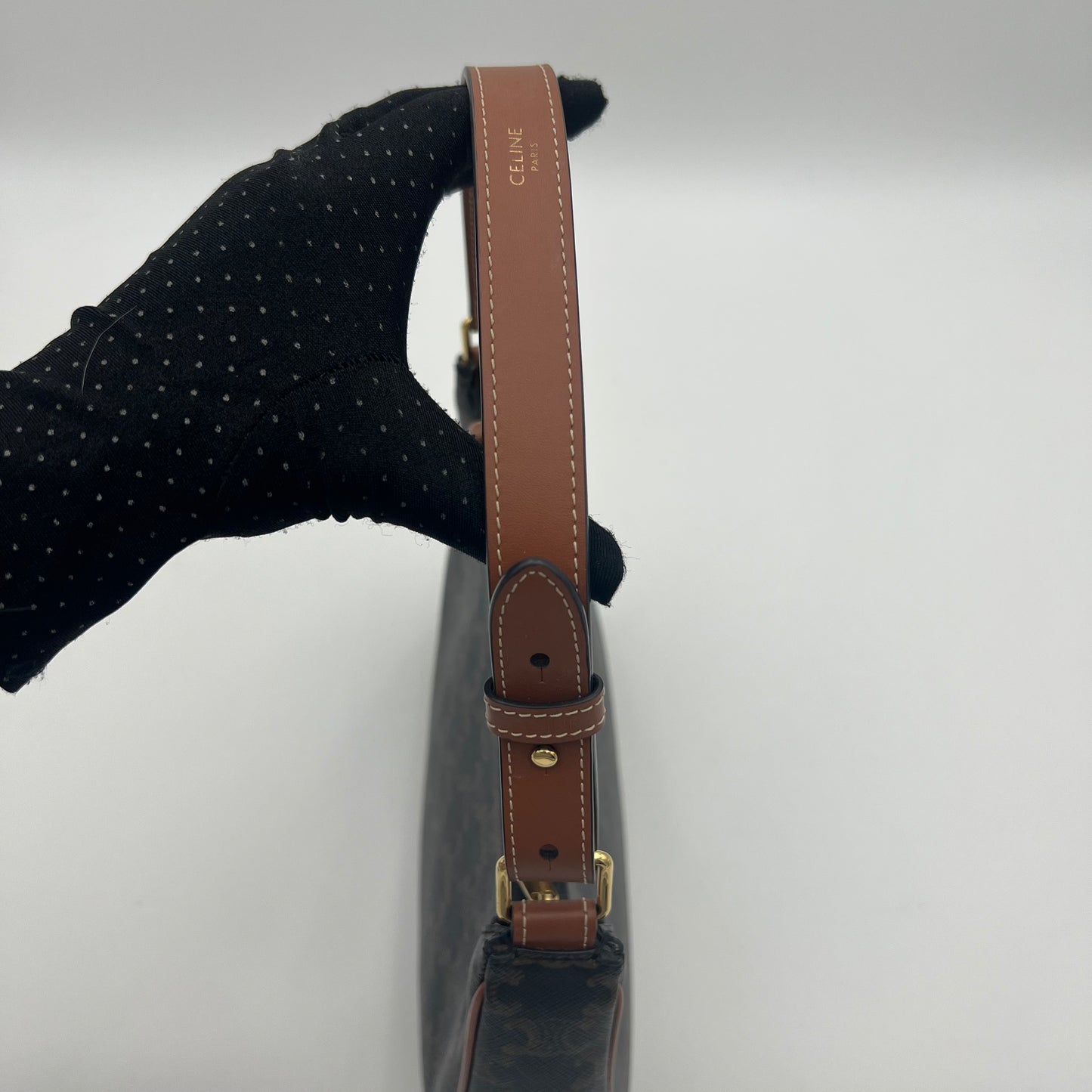 Celine Paris Triomphe Canvas and Leather Ava Shoulder Bag