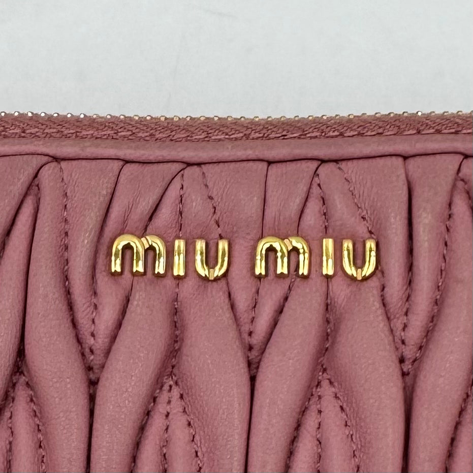 Miu Miu Pink Matelasse Leather Double Zip Crossbody GHW