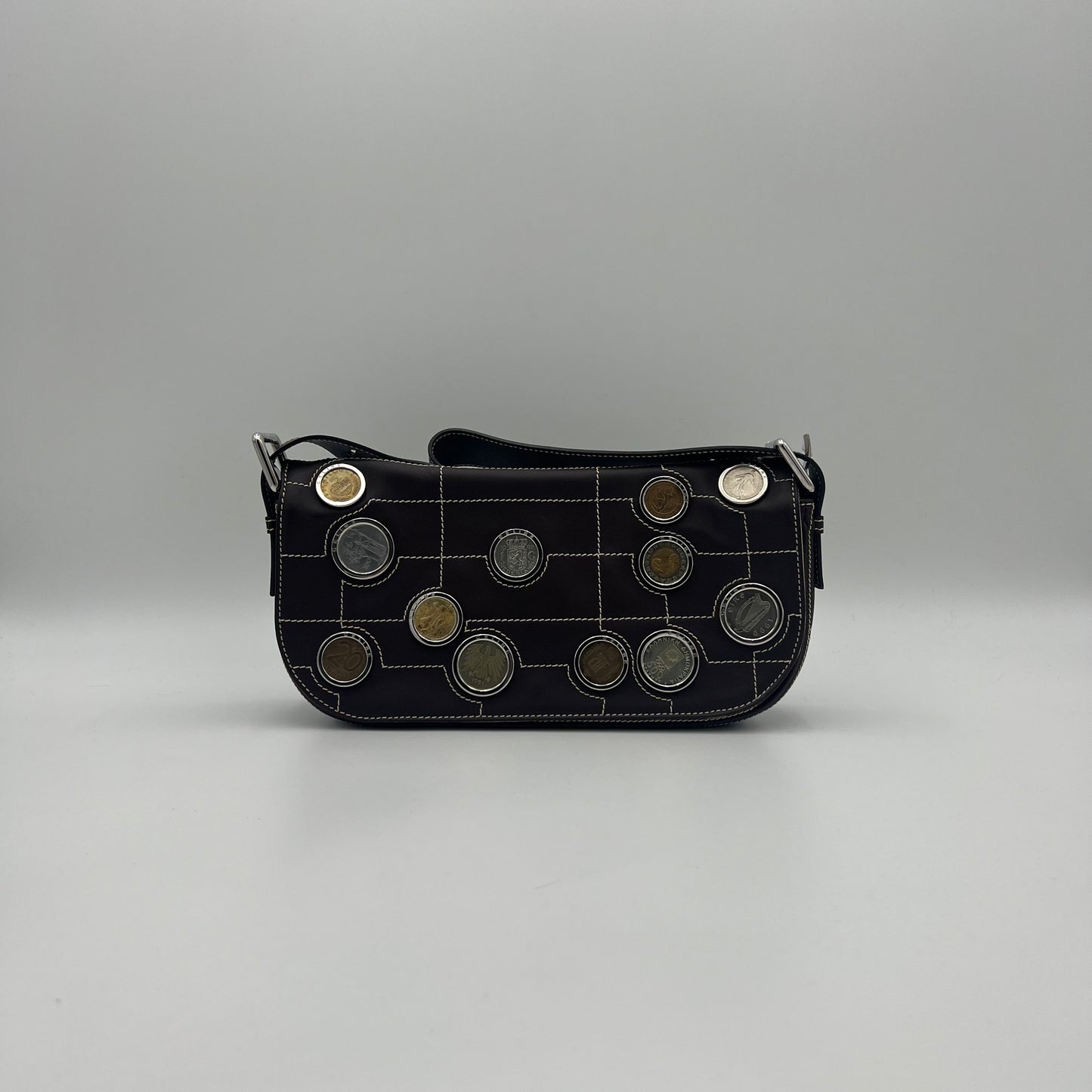 Celine Paris Limited Ed Eurodyssey Coin Collection Flap Shoulder Bag
