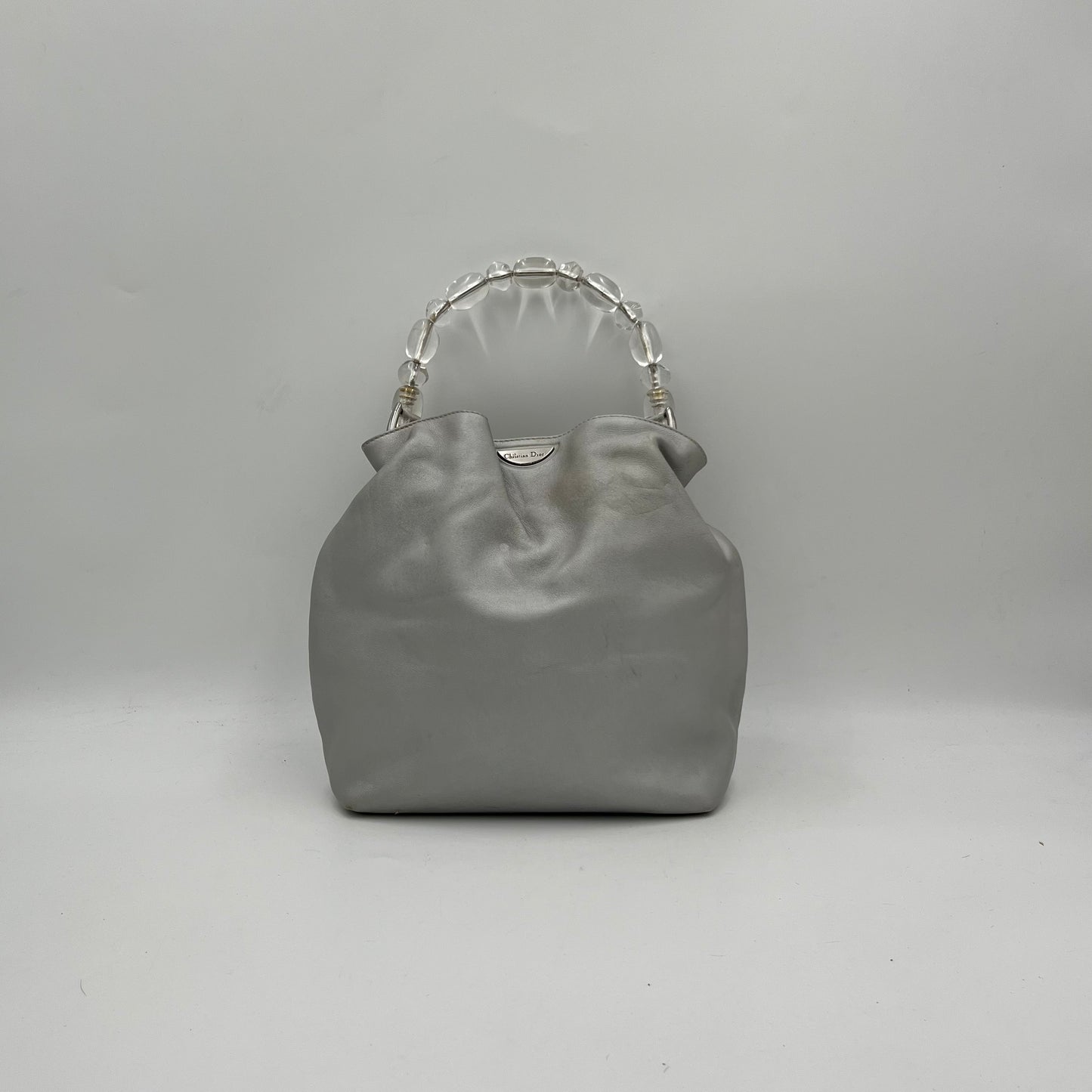 Christian Dior Gray Leather Malice Pearl Handbag