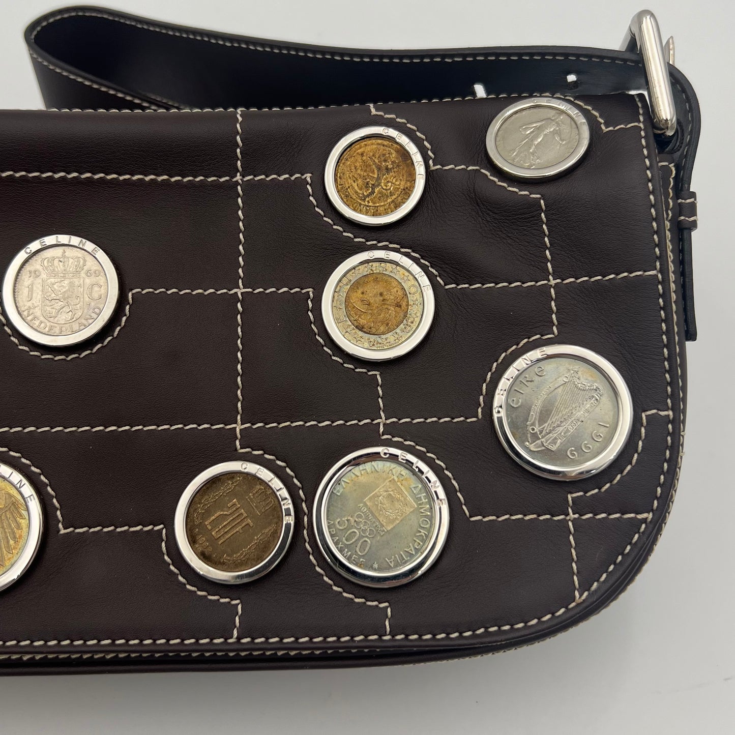 Celine Paris Limited Ed Eurodyssey Coin Collection Flap Shoulder Bag