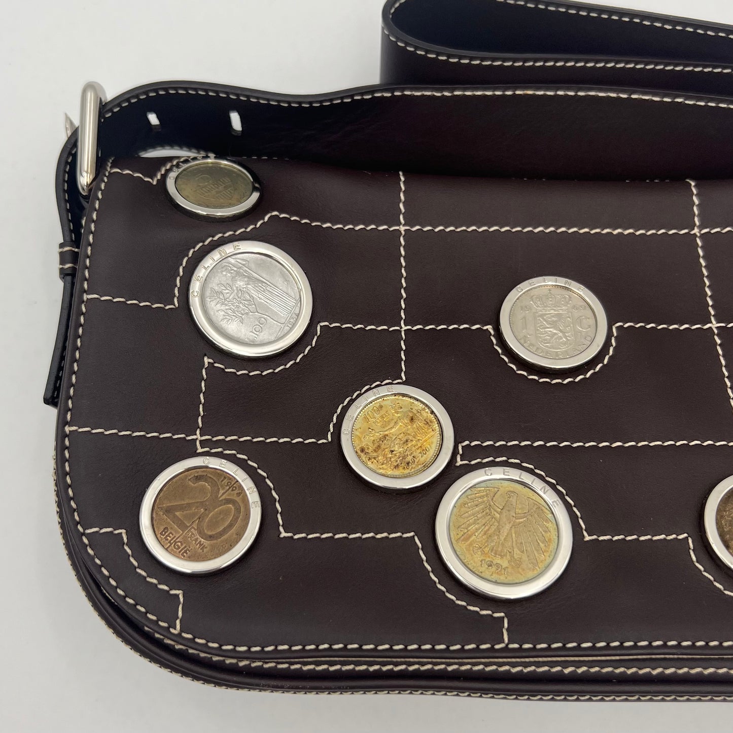 Celine Paris Limited Ed Eurodyssey Coin Collection Flap Shoulder Bag