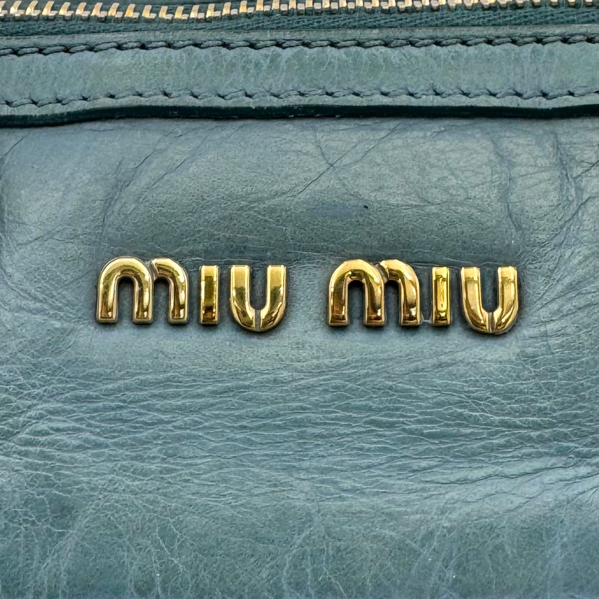 Miu Miu Blue Vitello Lux Small Satchel