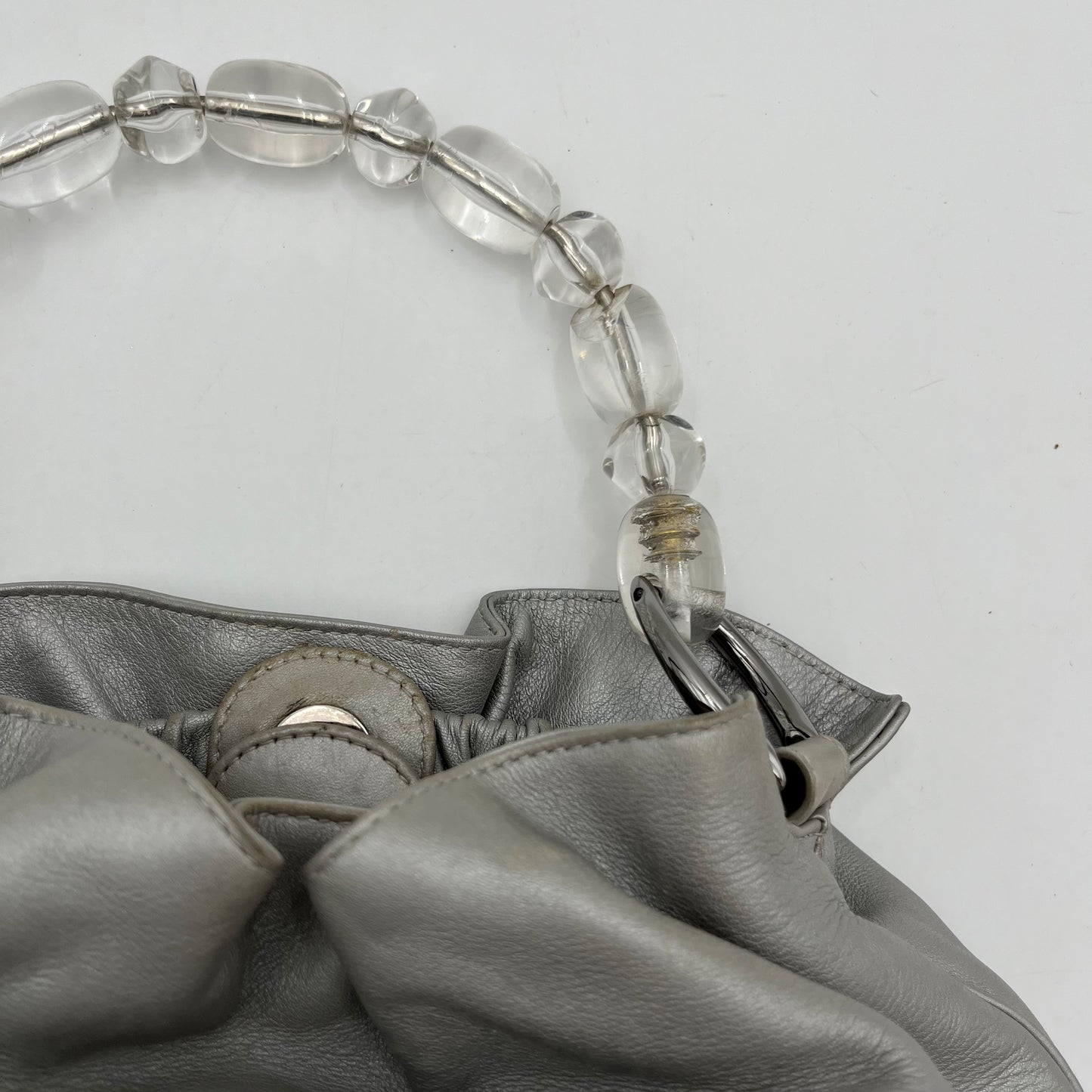 Christian Dior Gray Leather Malice Pearl Handbag