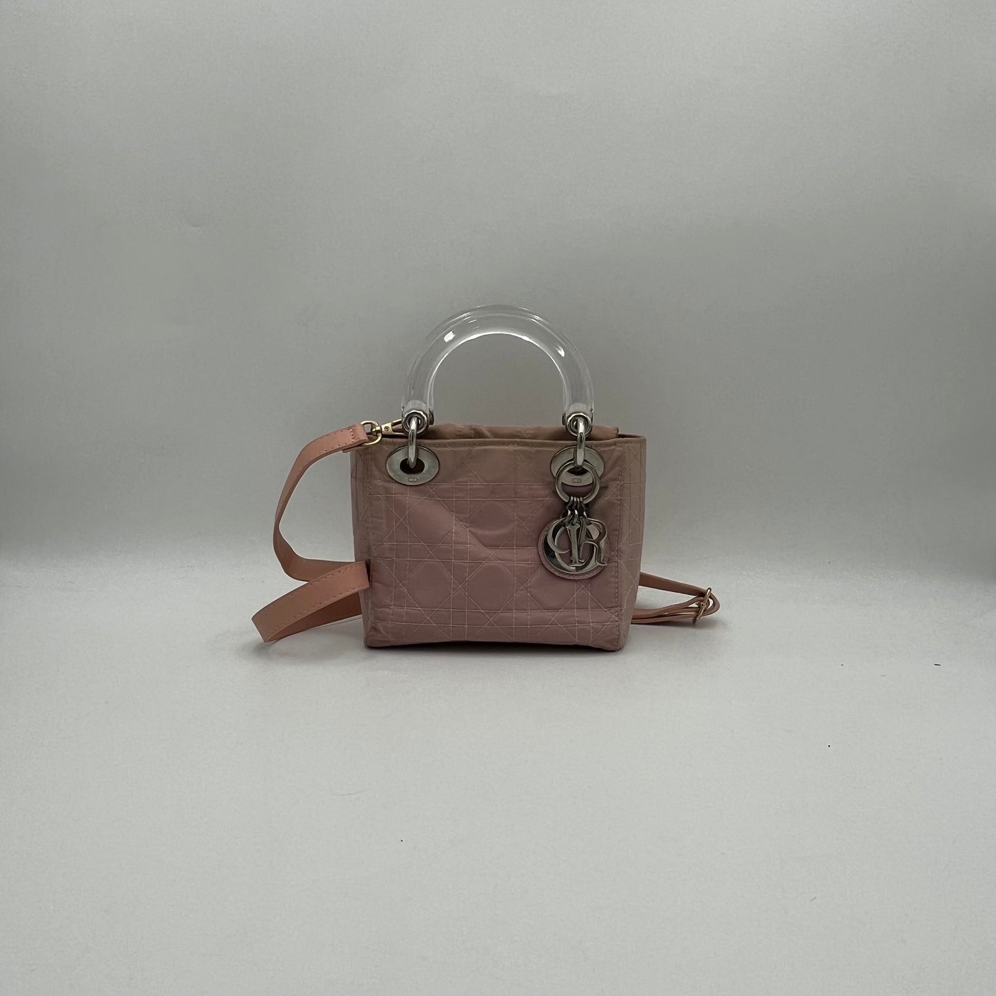 Christian Dior Light Pink Nylon Cannage Mini Lady Dior