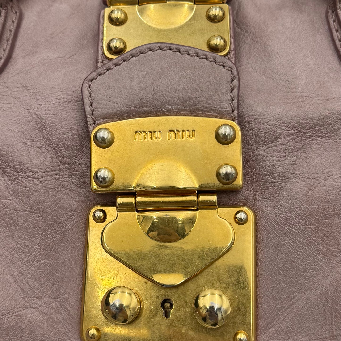 Miu Miu Mughetto Pink Vitello Lux Bow Small Handbag