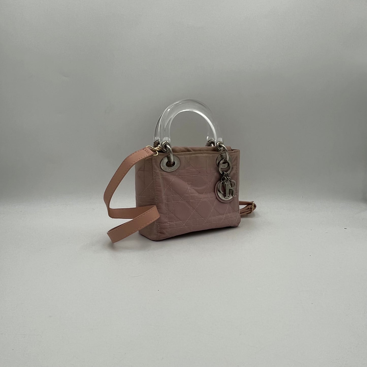 Christian Dior Light Pink Nylon Cannage Mini Lady Dior