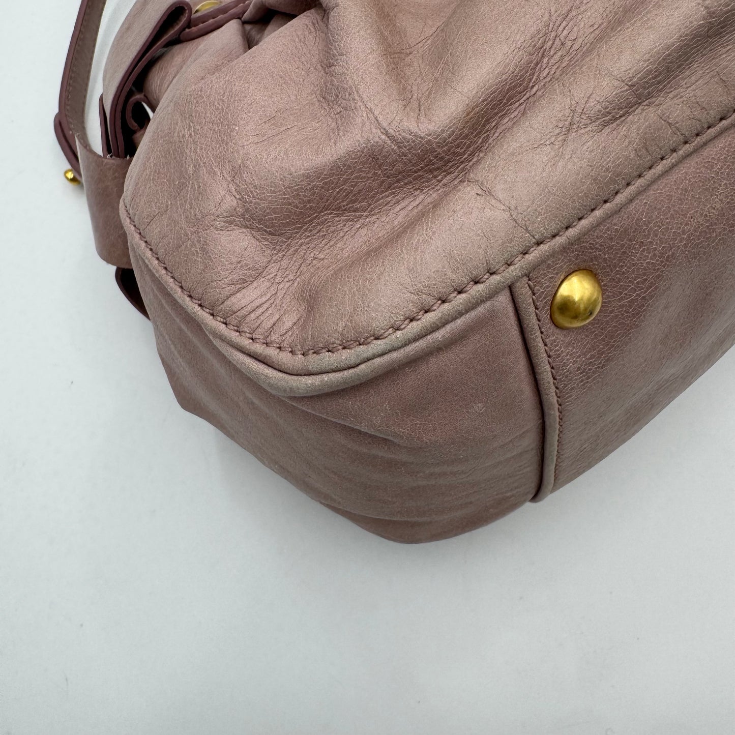 Miu Miu Mughetto Pink Vitello Lux Bow Small Handbag