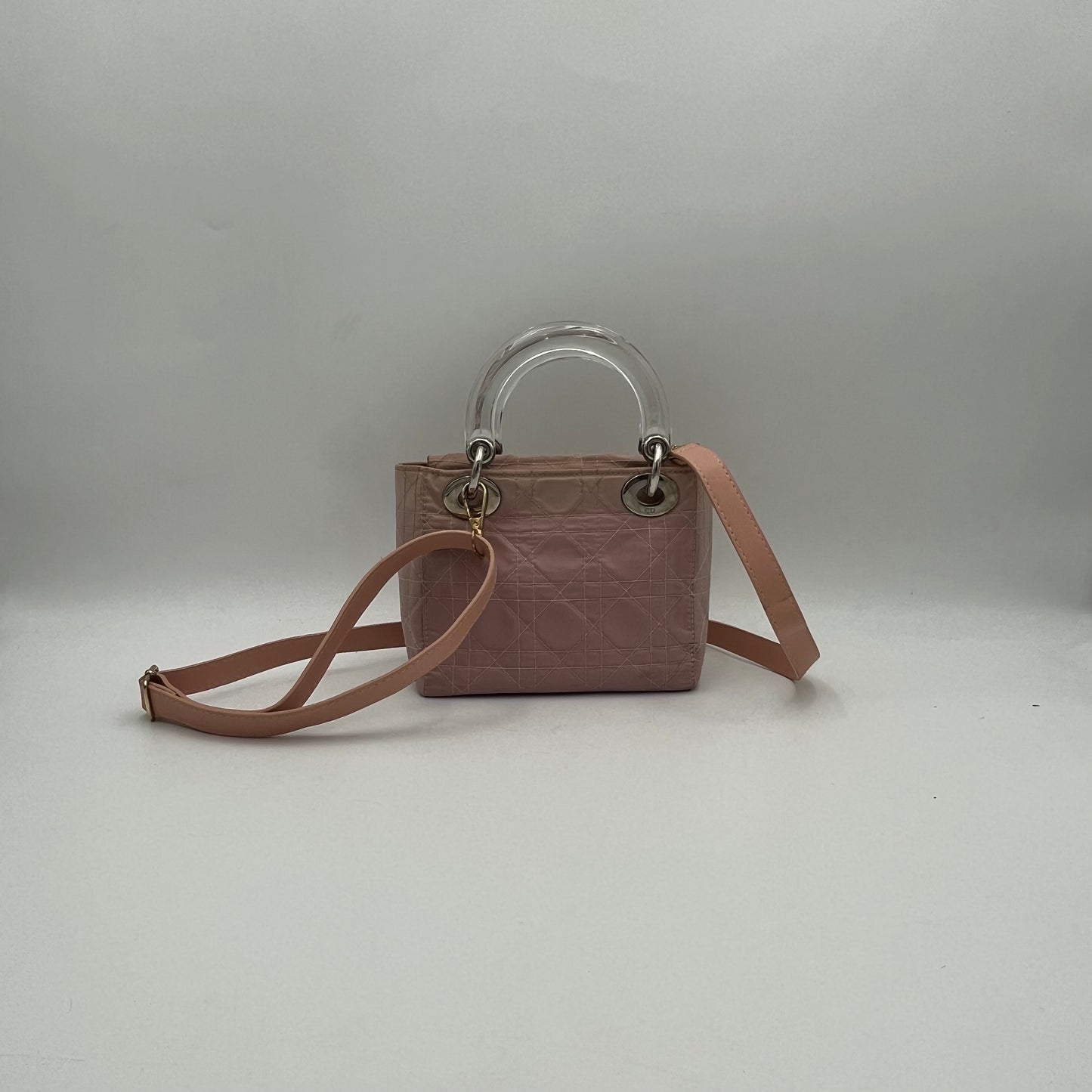 Christian Dior Light Pink Nylon Cannage Mini Lady Dior