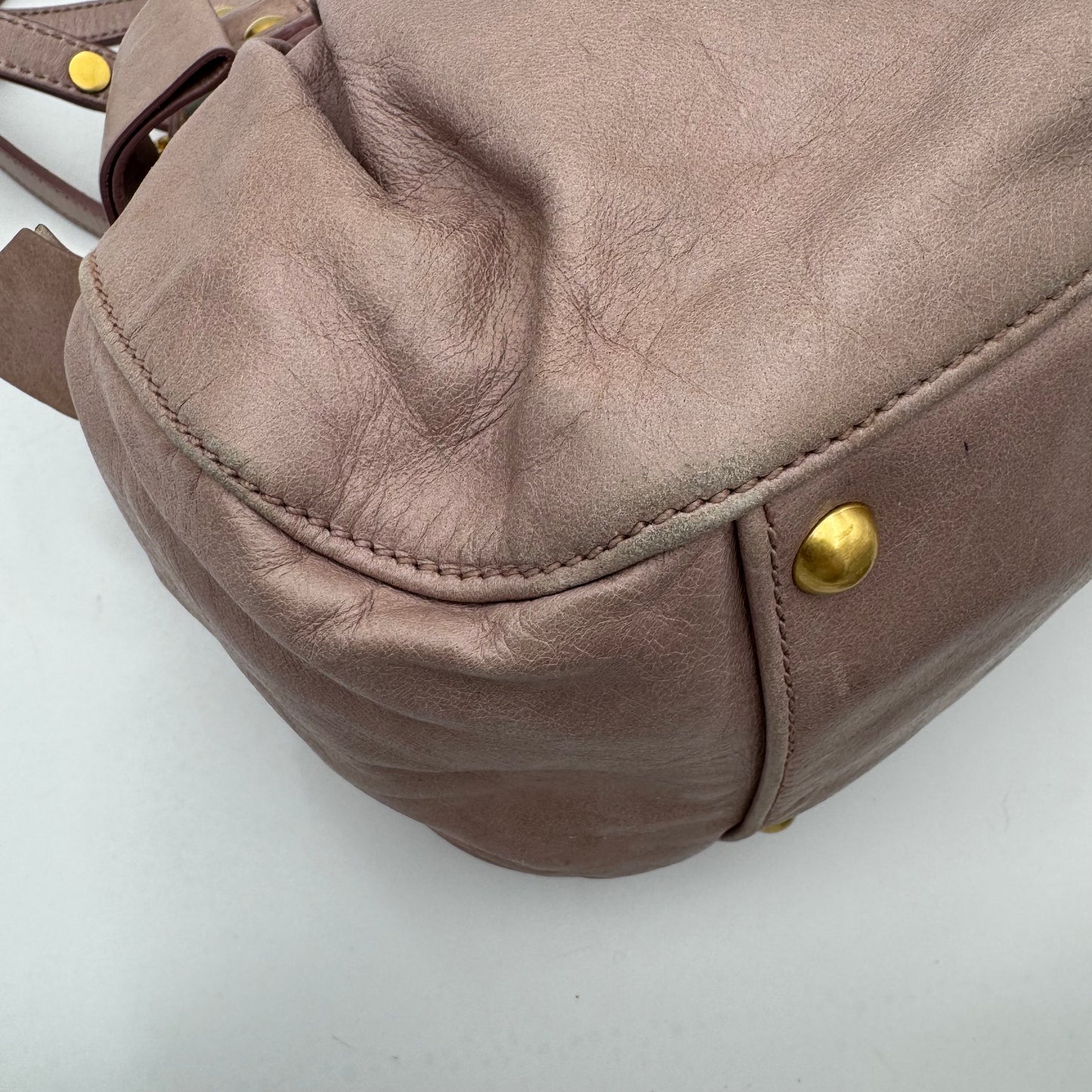 Miu Miu Mughetto Pink Vitello Lux Bow Small Handbag