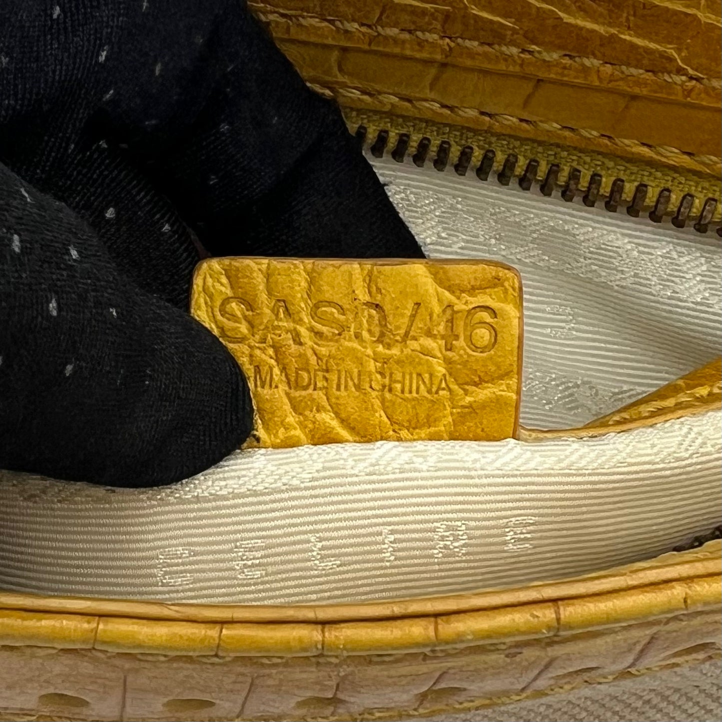 Celine Paris Yellow Croc Embossed Leather and Beige Canvas Pochette