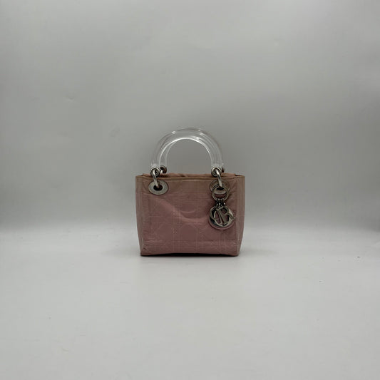 Christian Dior Light Pink Nylon Cannage Mini Lady Dior