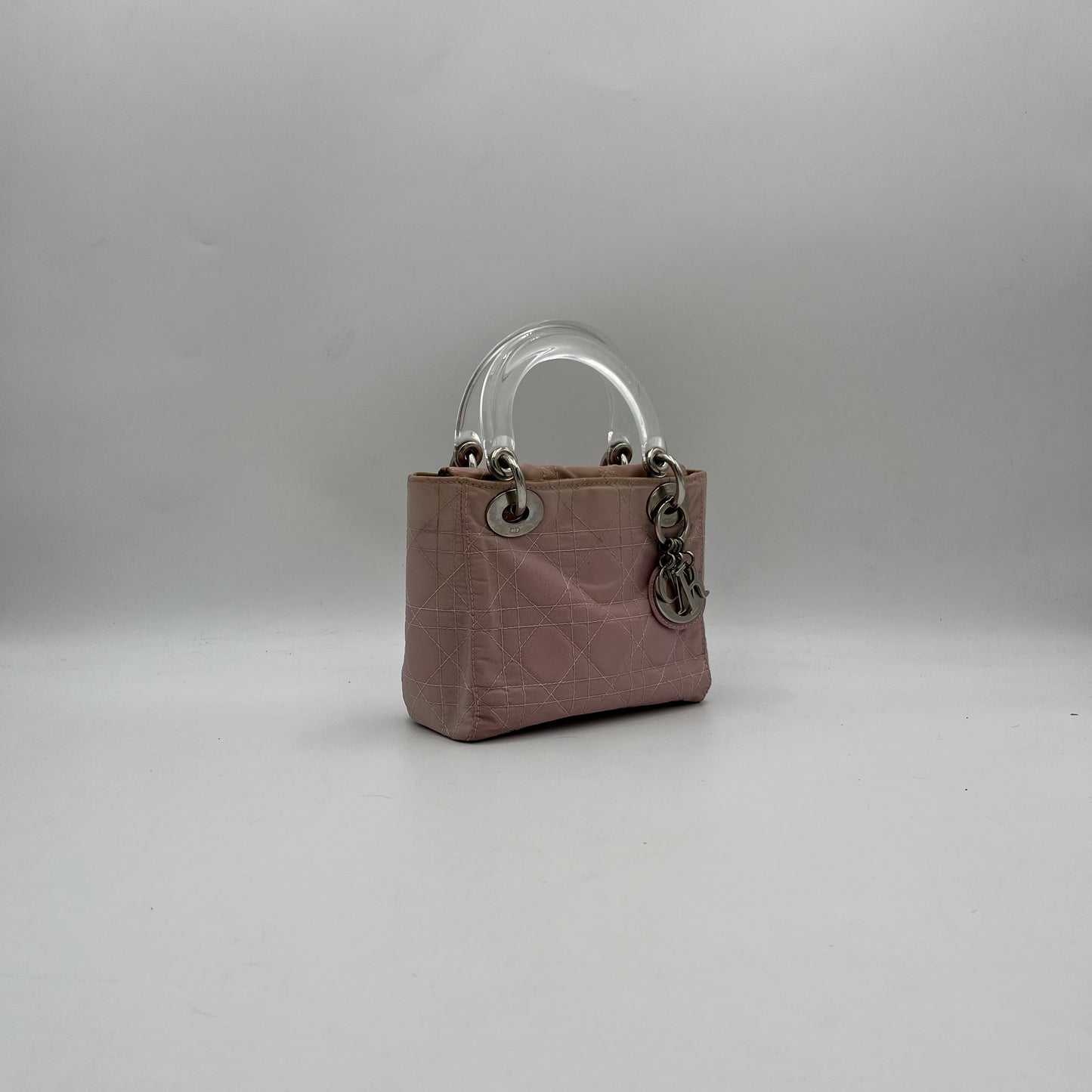 Christian Dior Light Pink Nylon Cannage Mini Lady Dior