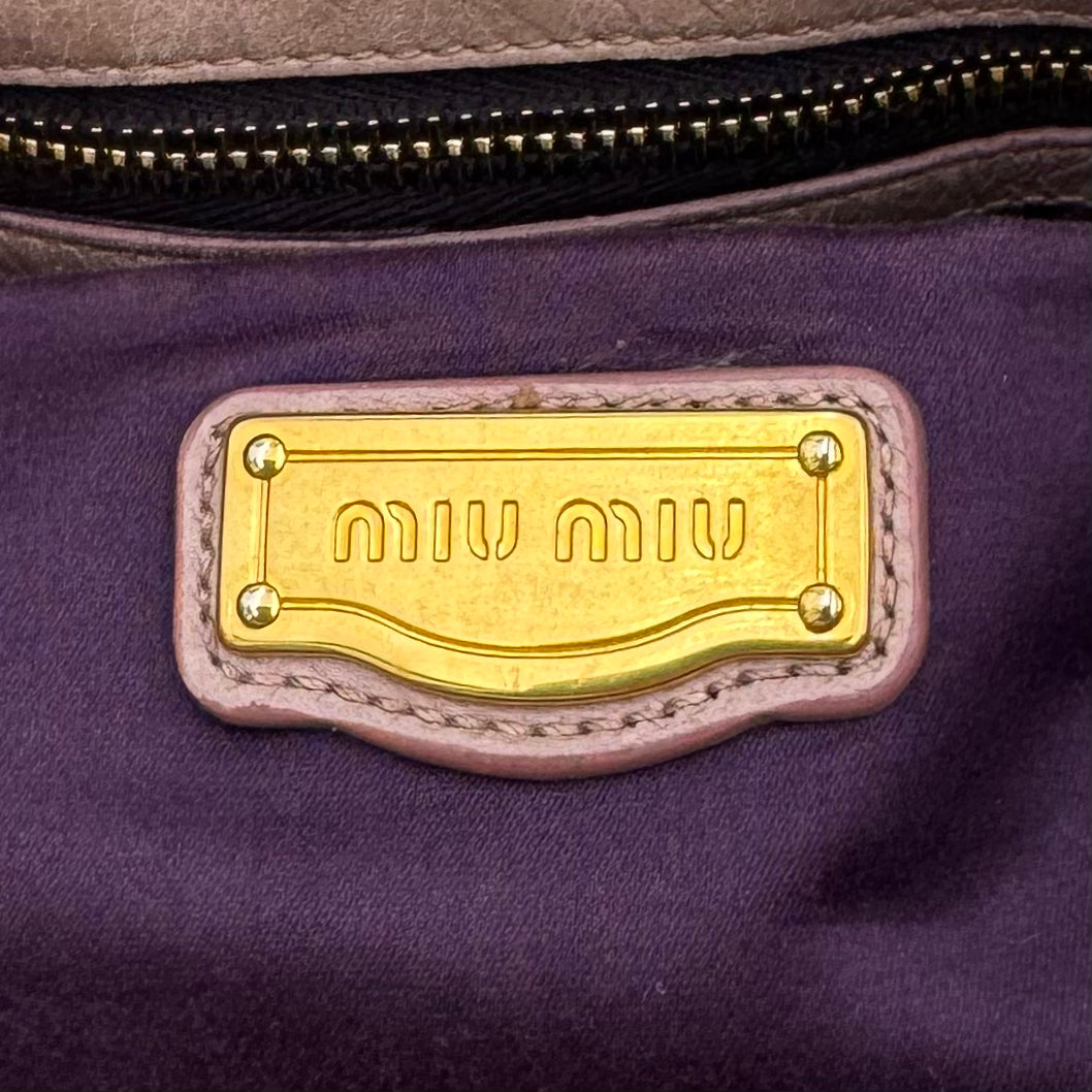 Miu Miu Mughetto Pink Vitello Lux Bow Small Handbag