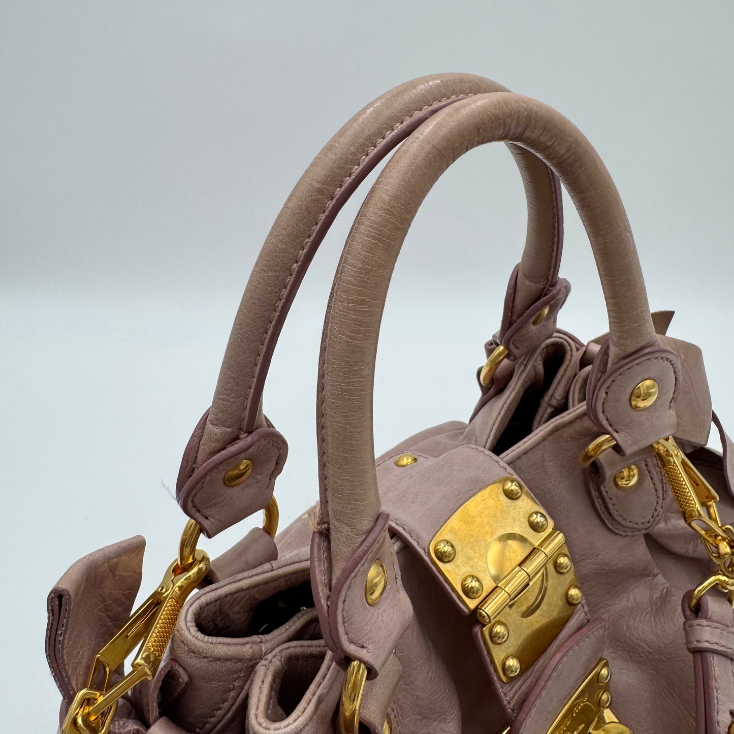 Miu Miu Mughetto Pink Vitello Lux Bow Small Handbag