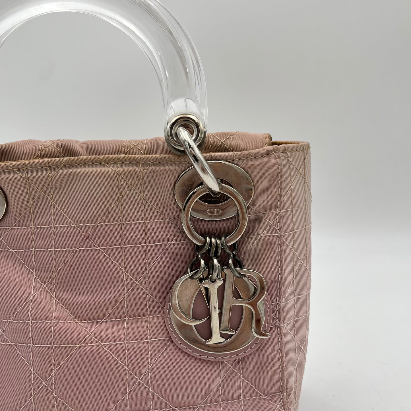 Christian Dior Light Pink Nylon Cannage Mini Lady Dior