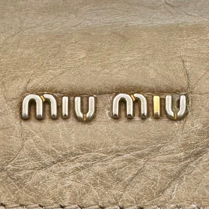 Miu Miu Beige Vitello Lux Bow Small Handbag GHW