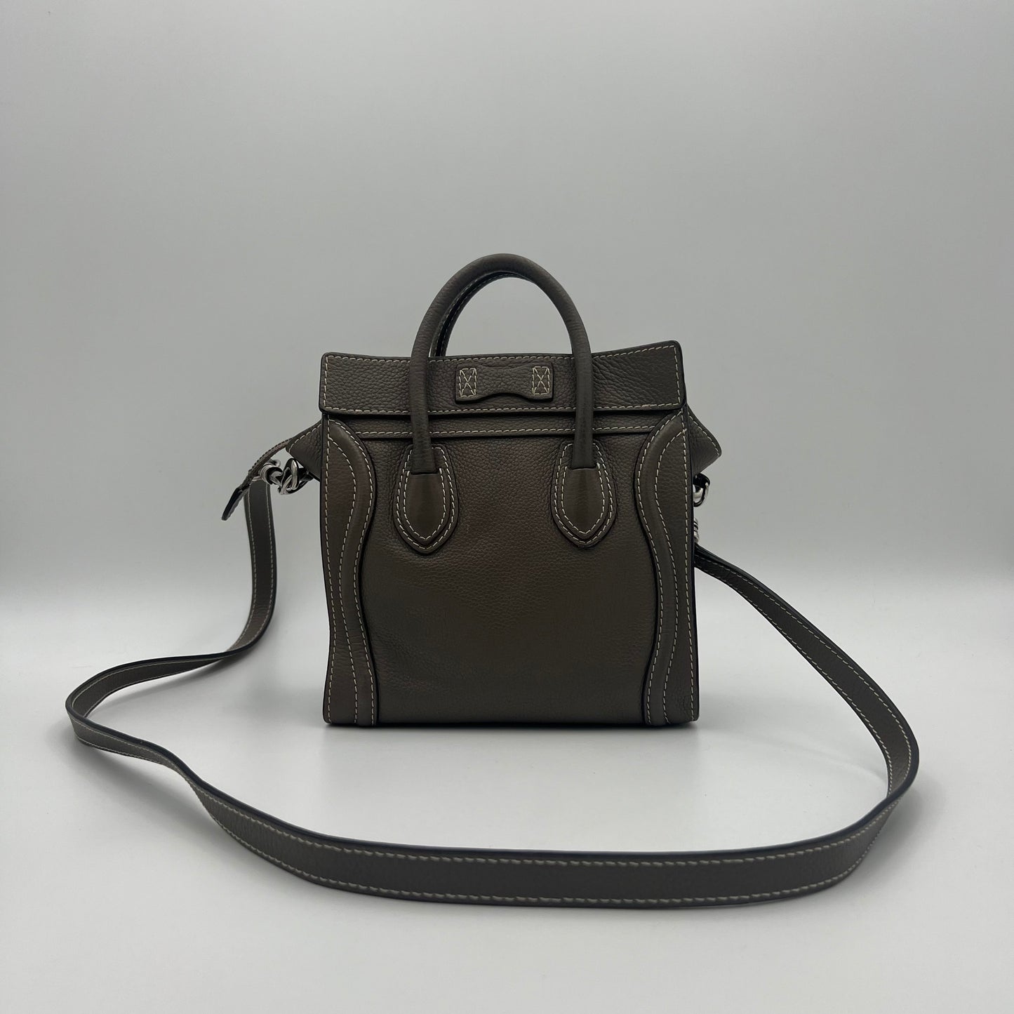 Celine Paris Taupe Drummed Calfskin Nano Luggage