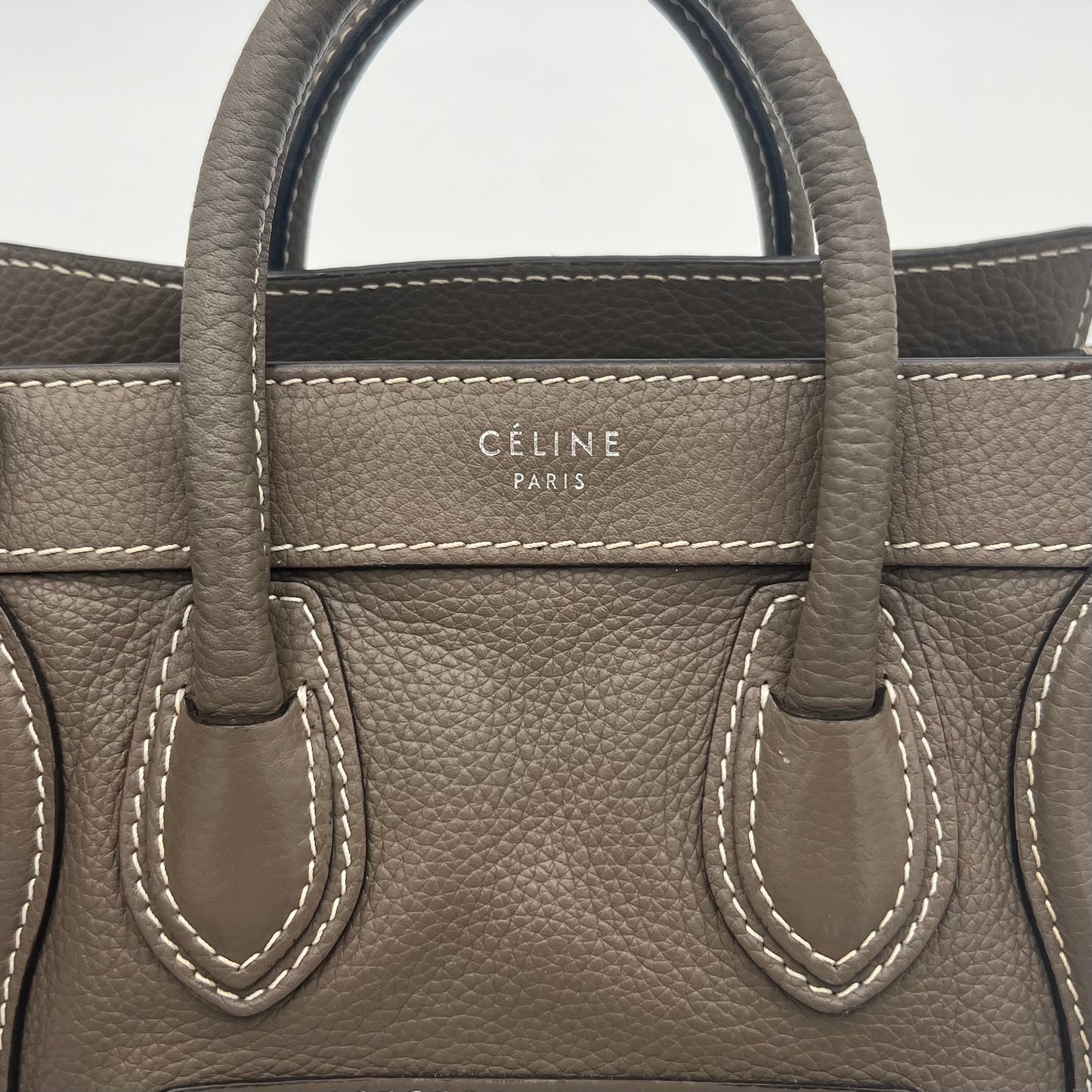 Celine Paris Taupe Drummed Calfskin Nano Luggage