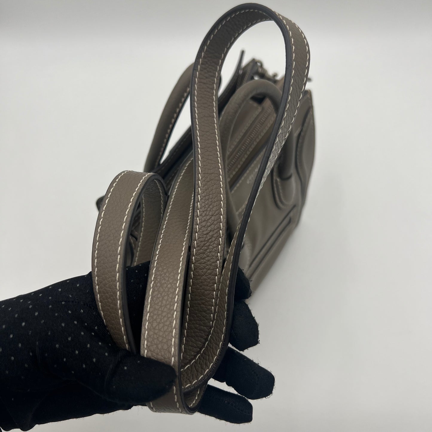 Celine Paris Taupe Drummed Calfskin Nano Luggage