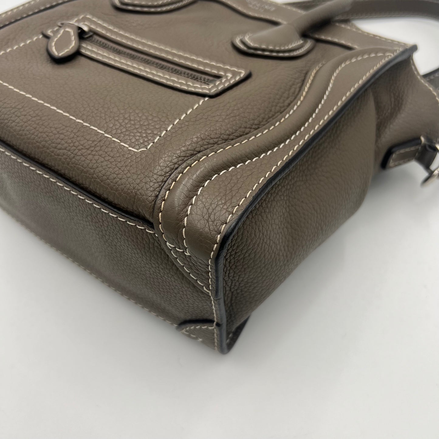 Celine Paris Taupe Drummed Calfskin Nano Luggage