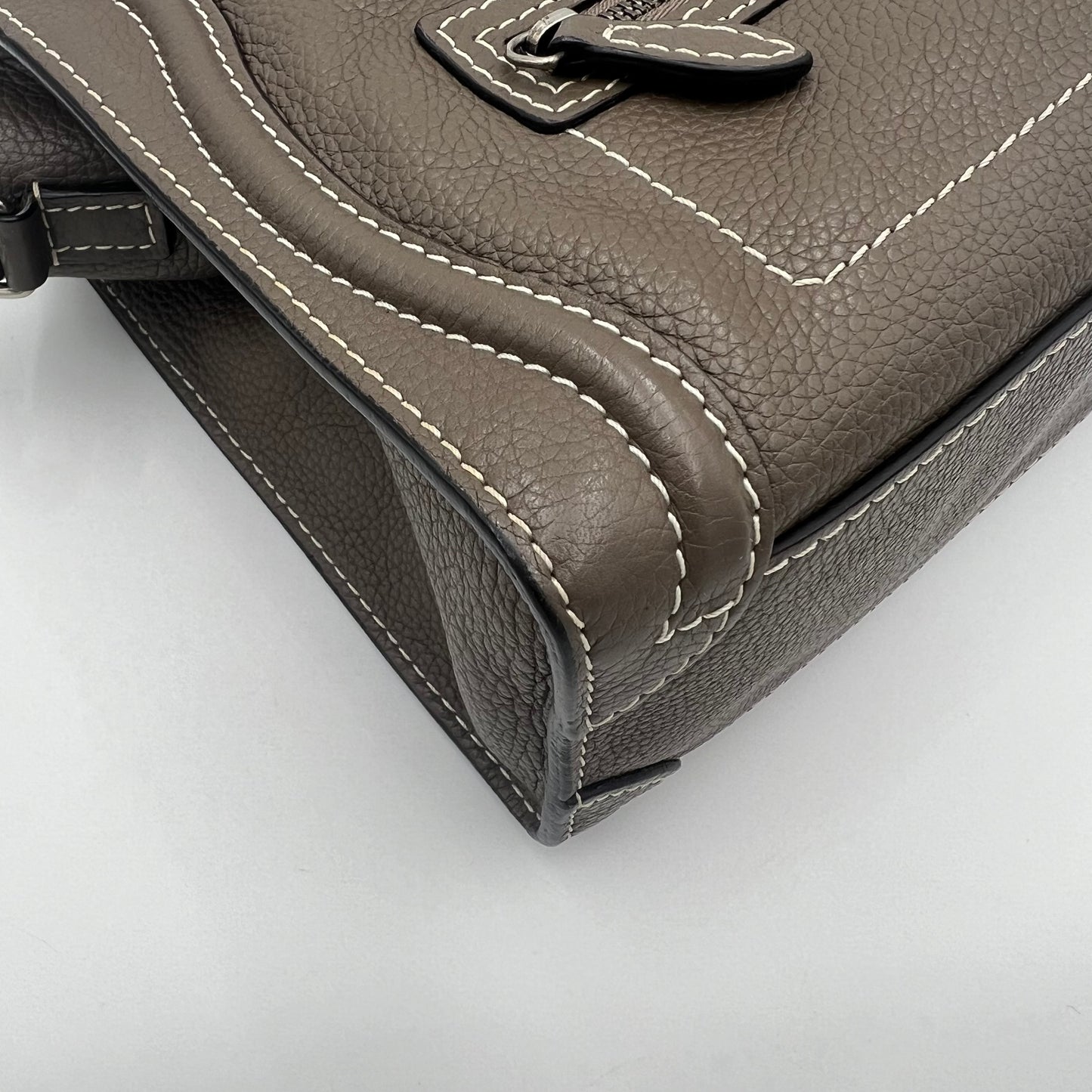 Celine Paris Taupe Drummed Calfskin Nano Luggage
