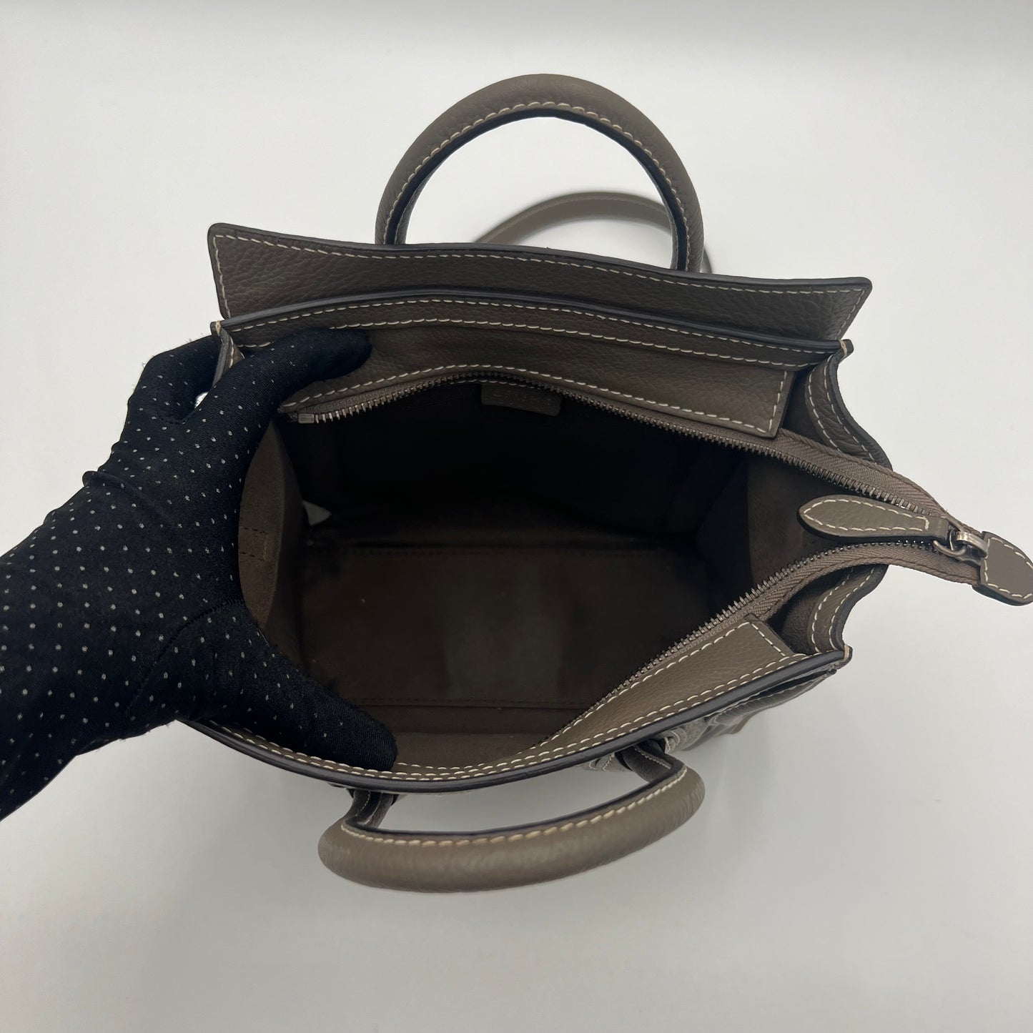 Celine Paris Taupe Drummed Calfskin Nano Luggage