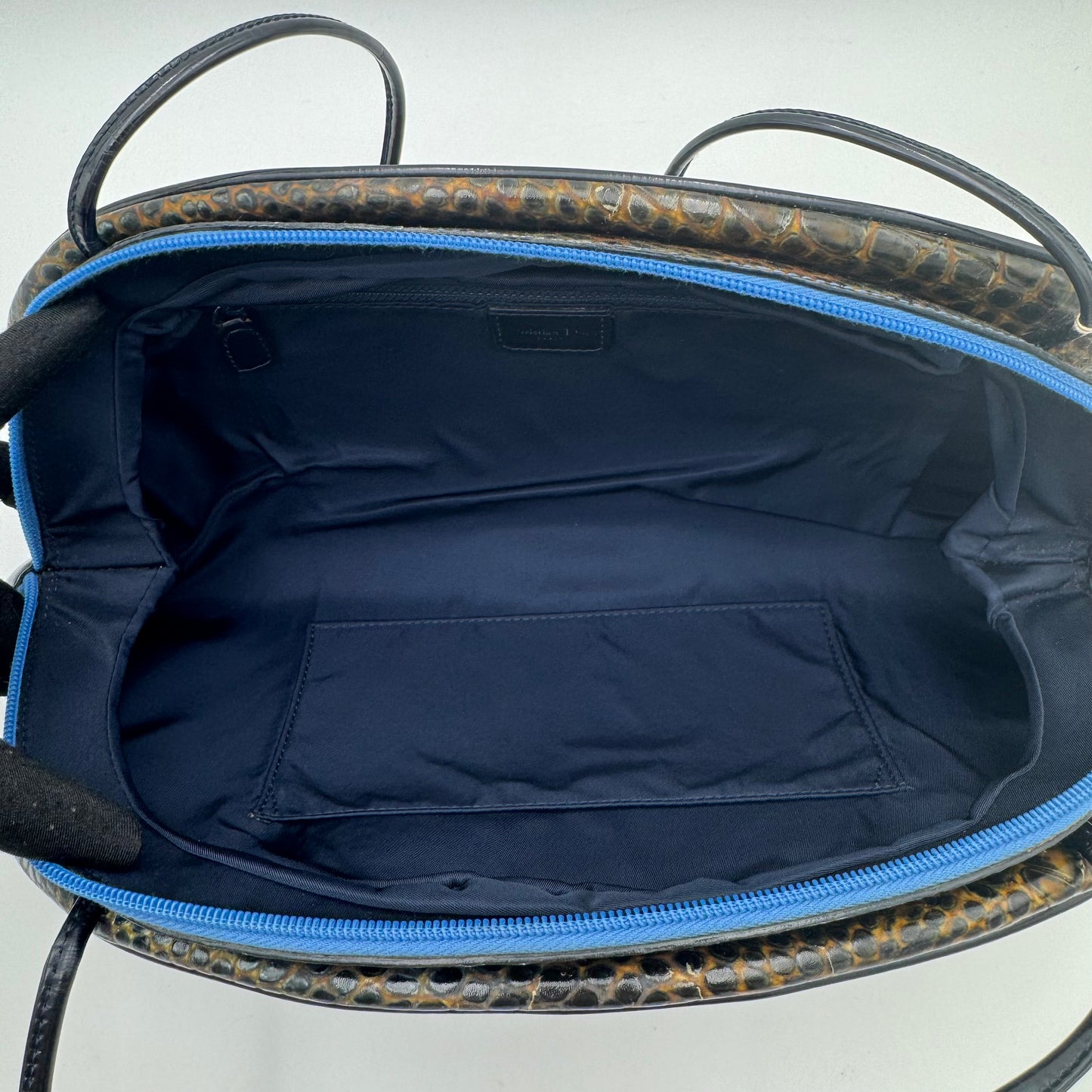 Christian Dior by John Galliano Olive Croc Embossed Patent Leather Half Moon Long Strap Shoulder Bag