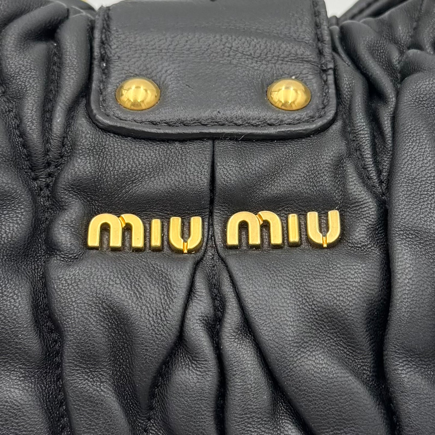 Miu Miu Black Matelasse Leather Braided Handle Handbag GHW