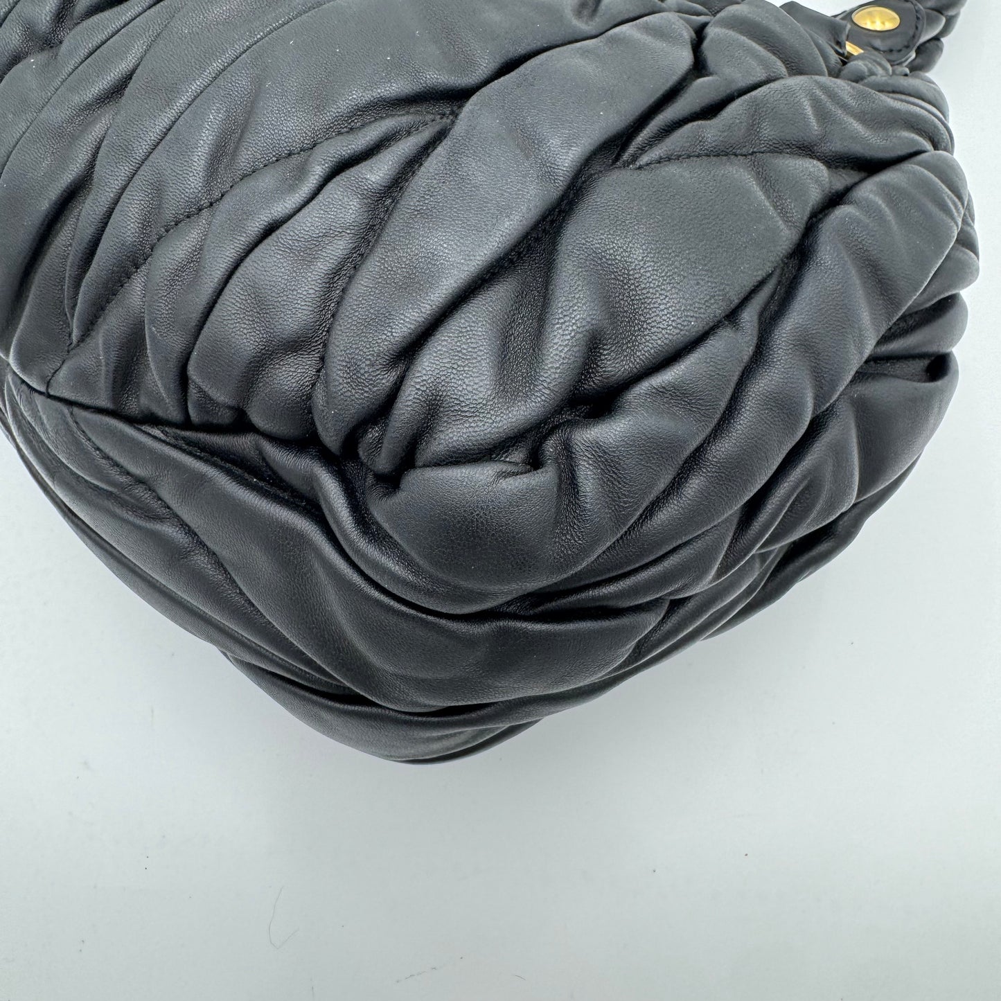 Miu Miu Black Matelasse Leather Braided Handle Handbag GHW
