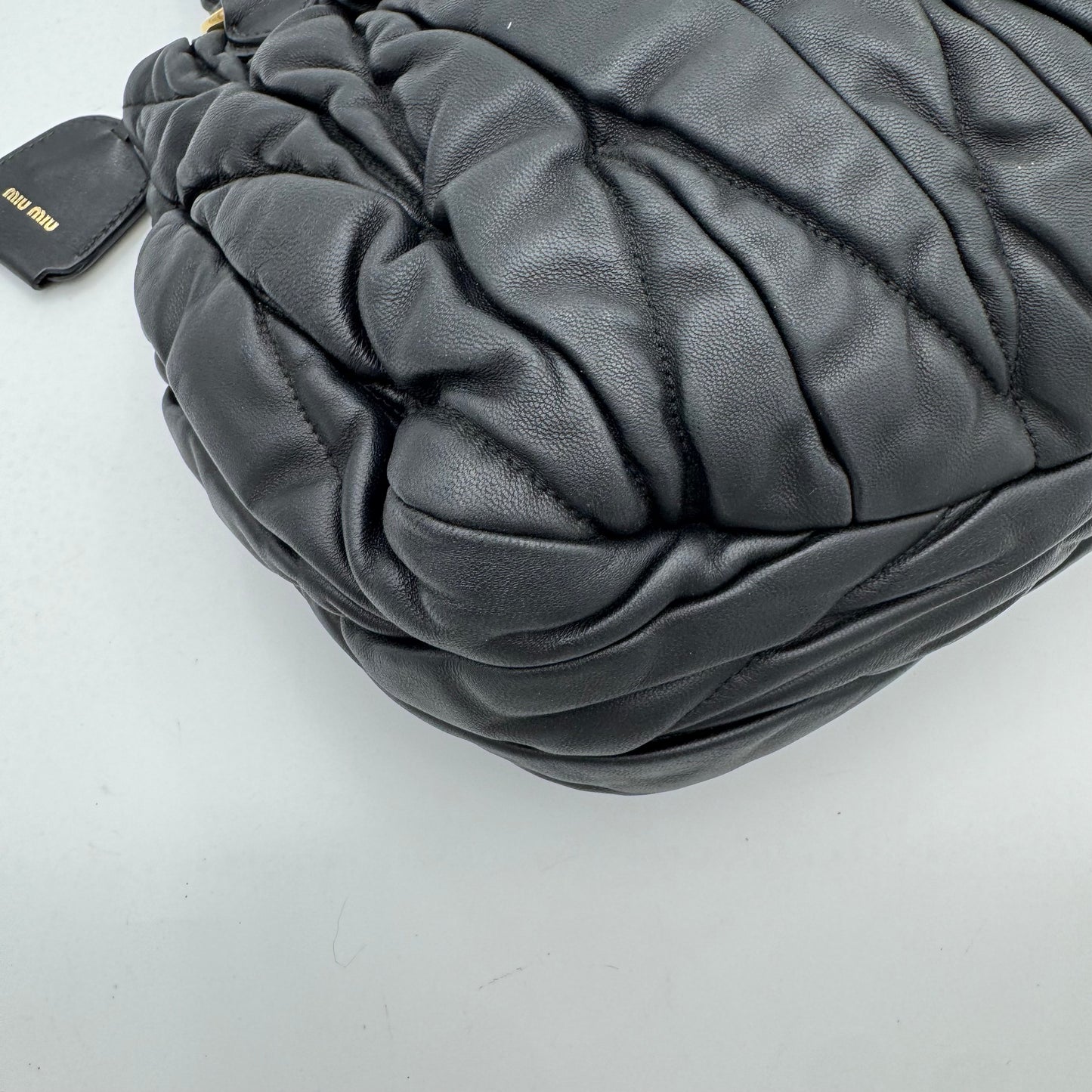 Miu Miu Black Matelasse Leather Braided Handle Handbag GHW