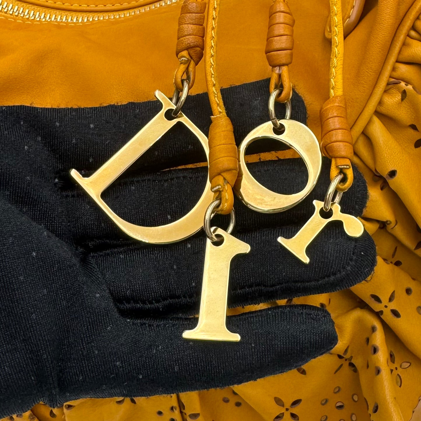 Christian Dior Orange Leather Gypsy Ruffle Large Hobo Bag