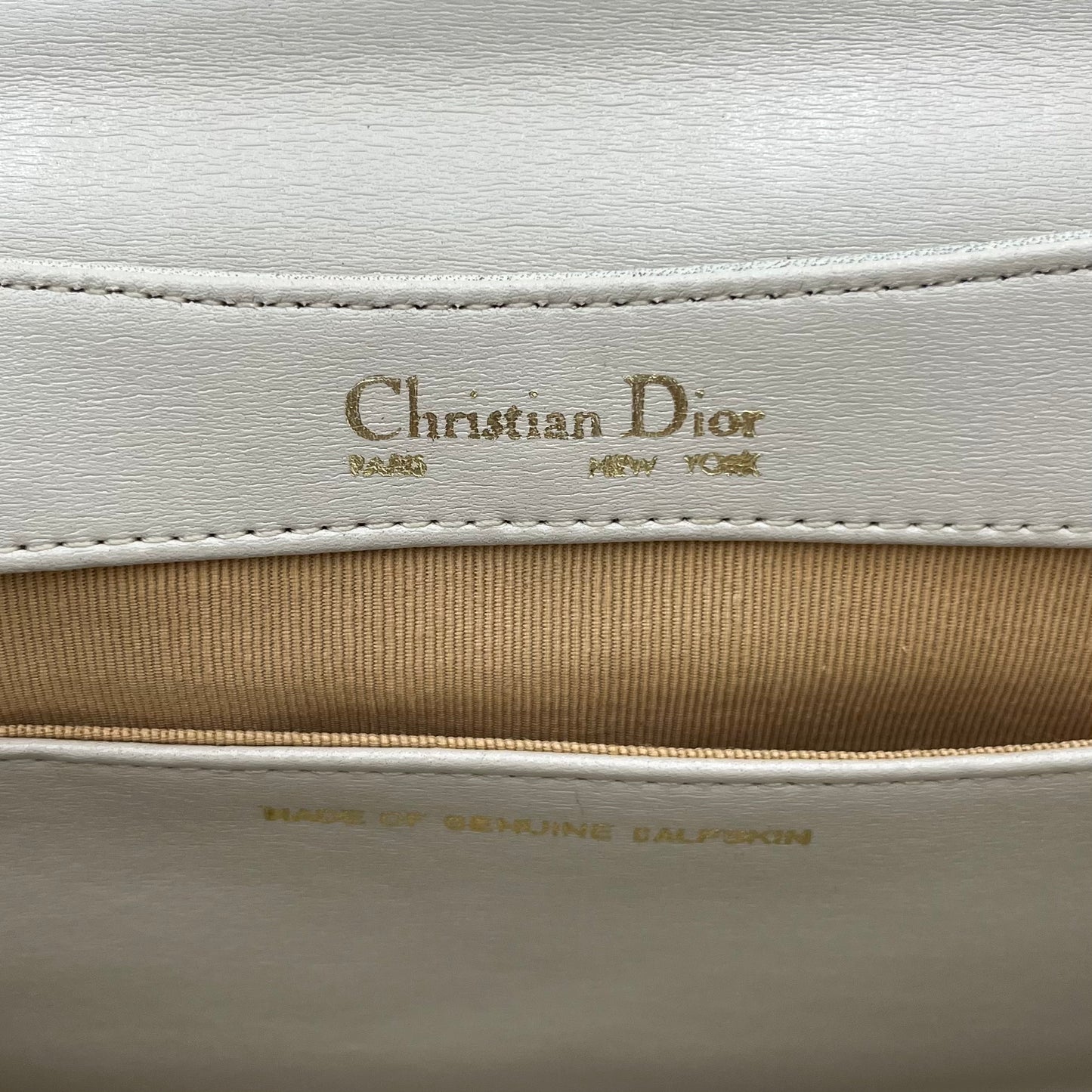 Christian Dior Vintage Ivory White Leather Flap Shoulder Bag