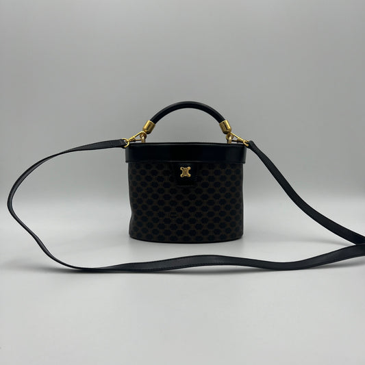 Celine Paris Black Macadam Blason Triomphe Two-Way Vanity Bag