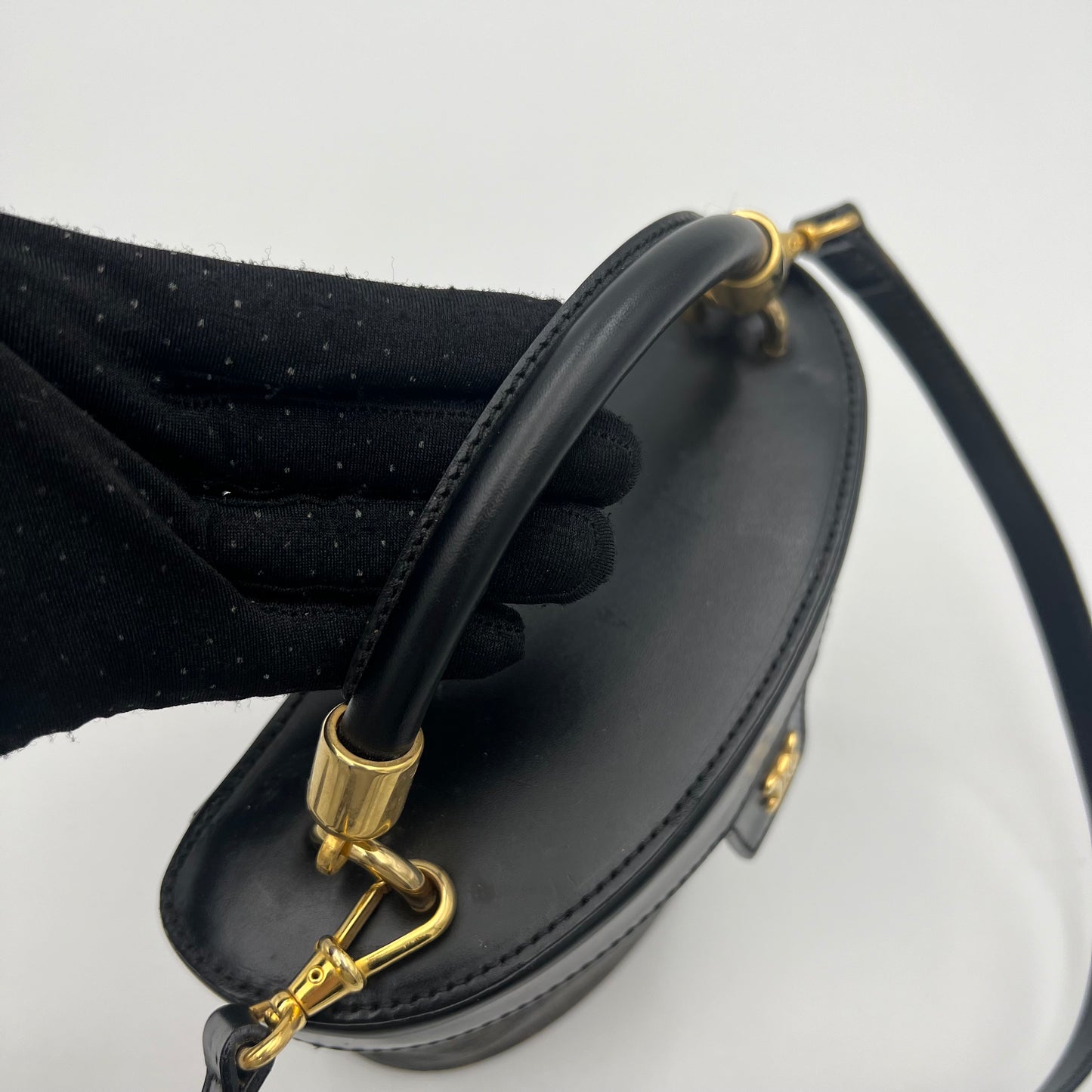 Celine Paris Black Macadam Blason Triomphe Two-Way Vanity Bag
