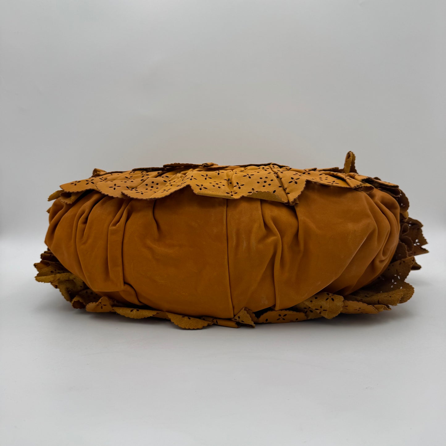 Christian Dior Orange Leather Gypsy Ruffle Large Hobo Bag